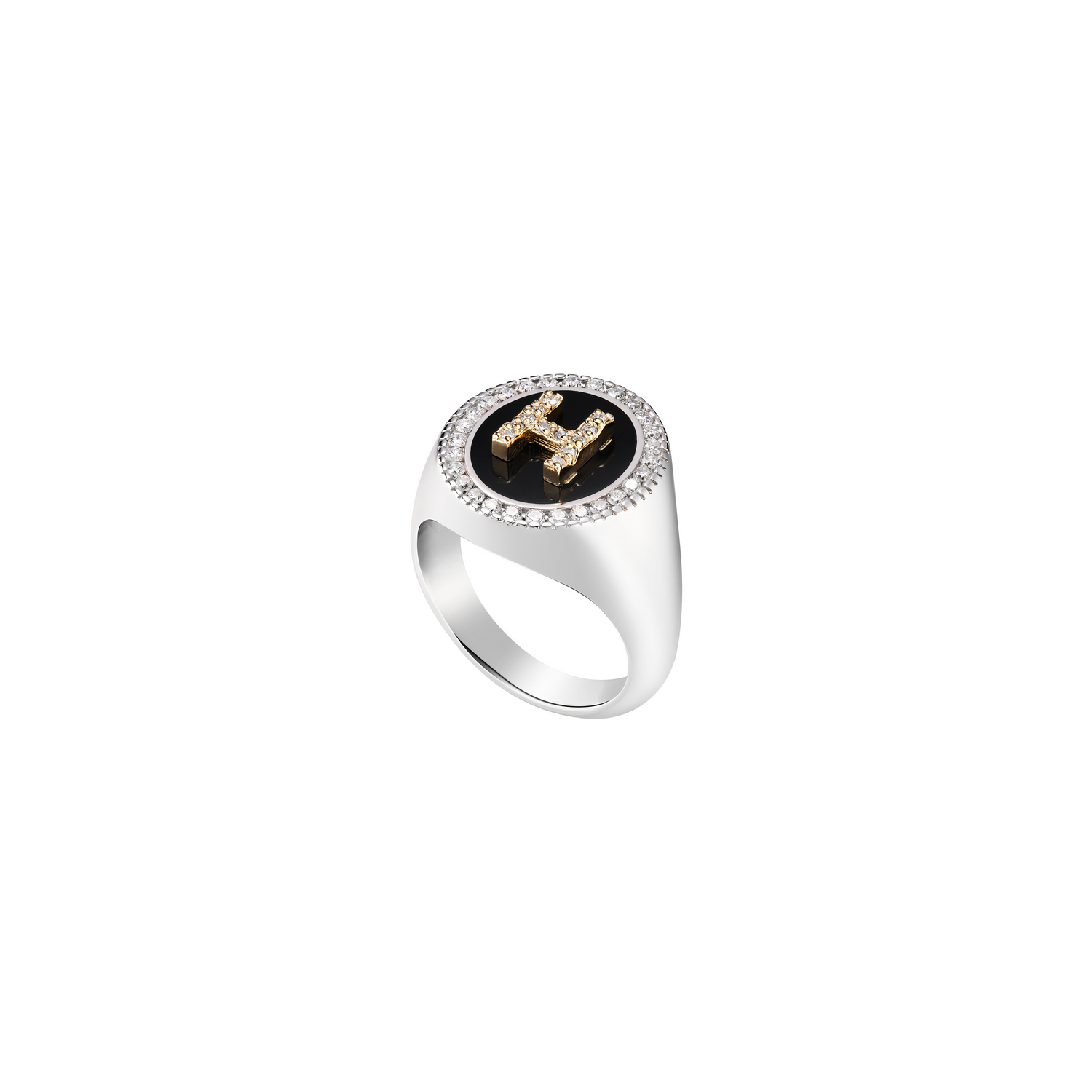 Silver Initial Setting Ring / LAB, Epoxy