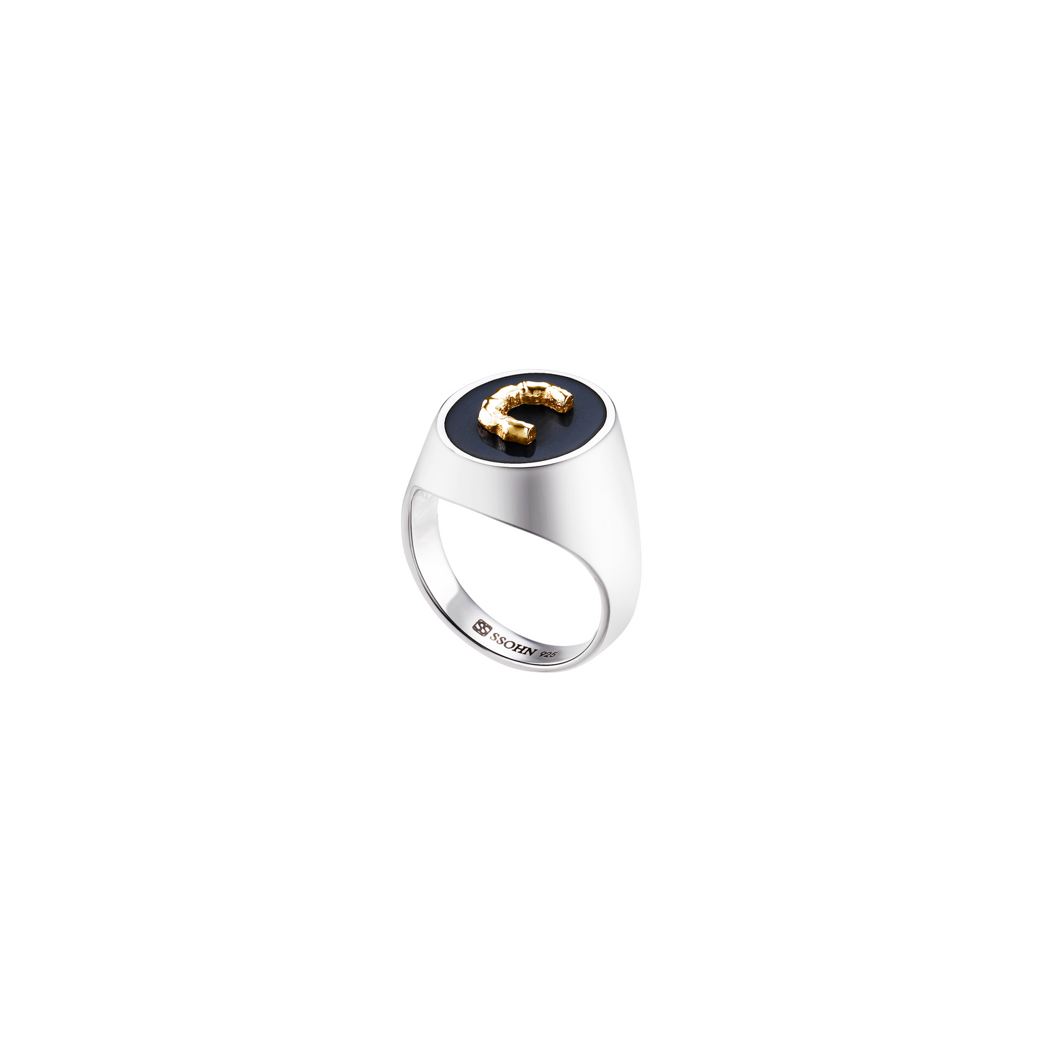 Silver Initial Ring / Epoxy