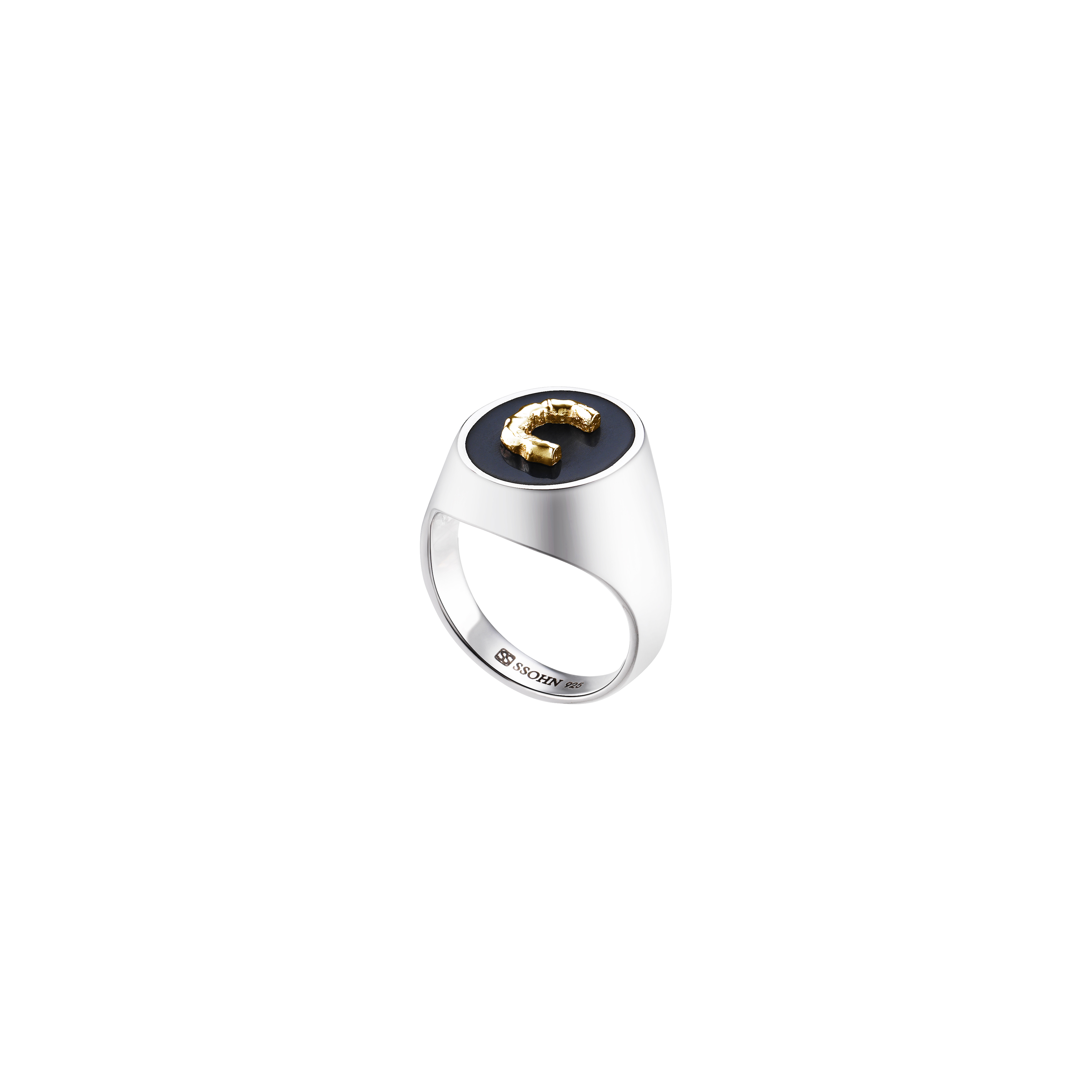 Silver Initial Ring / Epoxy