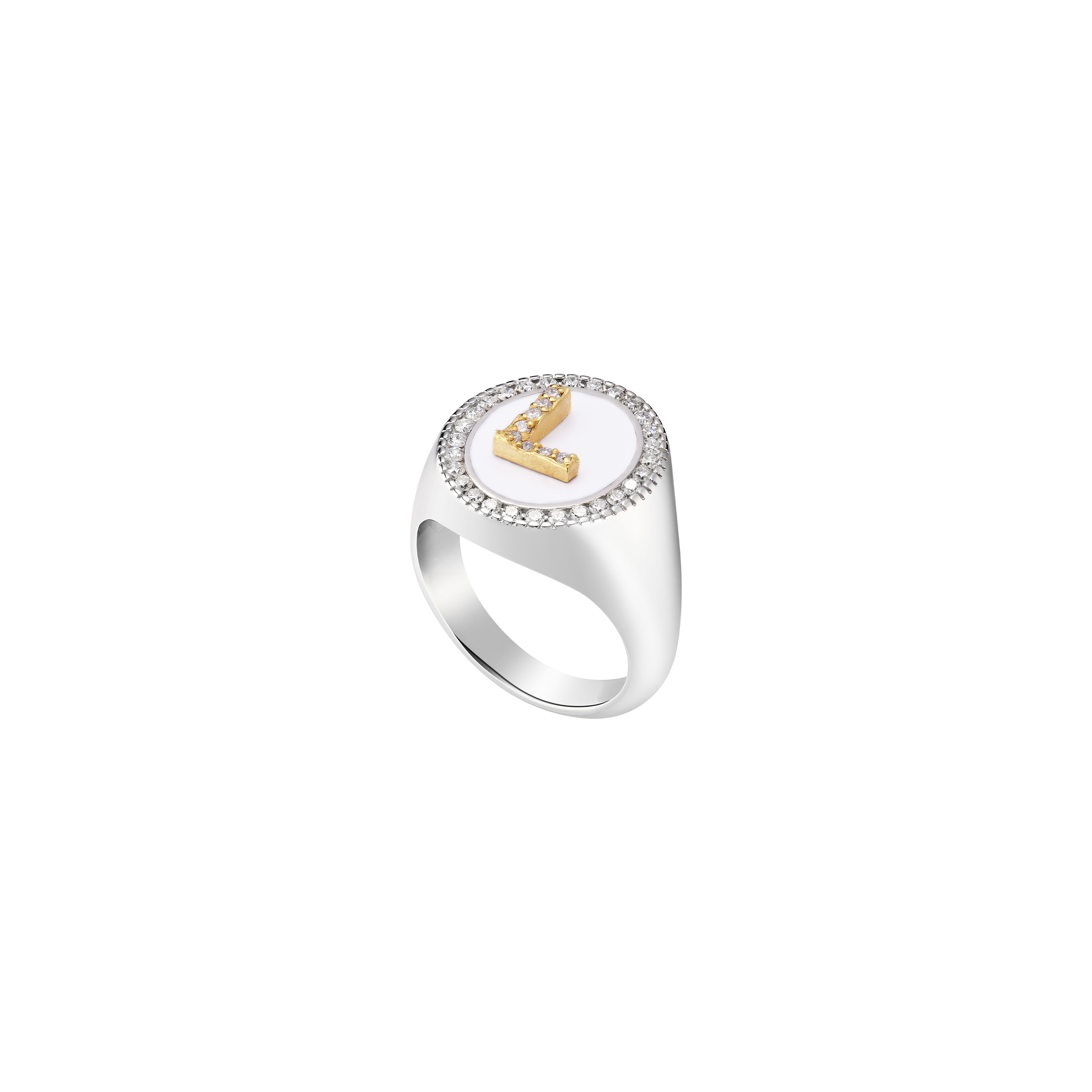 Silver Initial Setting Ring / LAB, Epoxy
