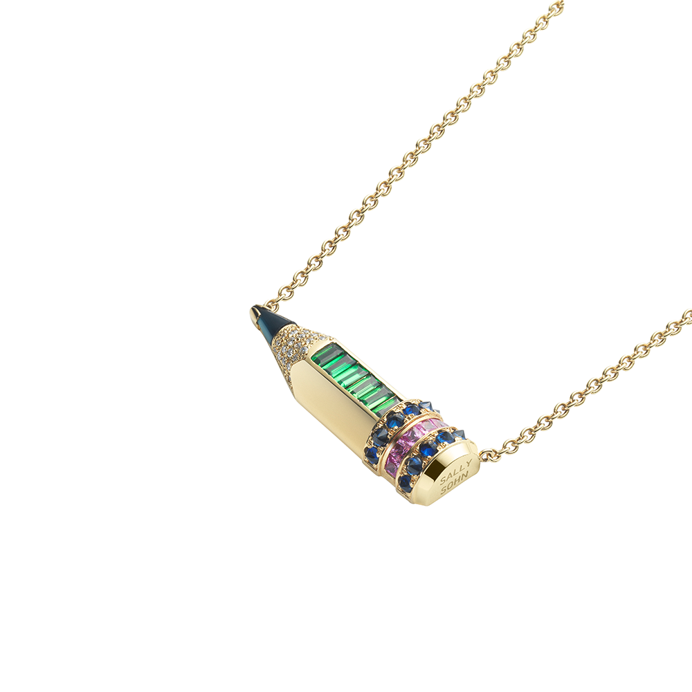 10 Tsavorite  Pencil Necklace (Blue)