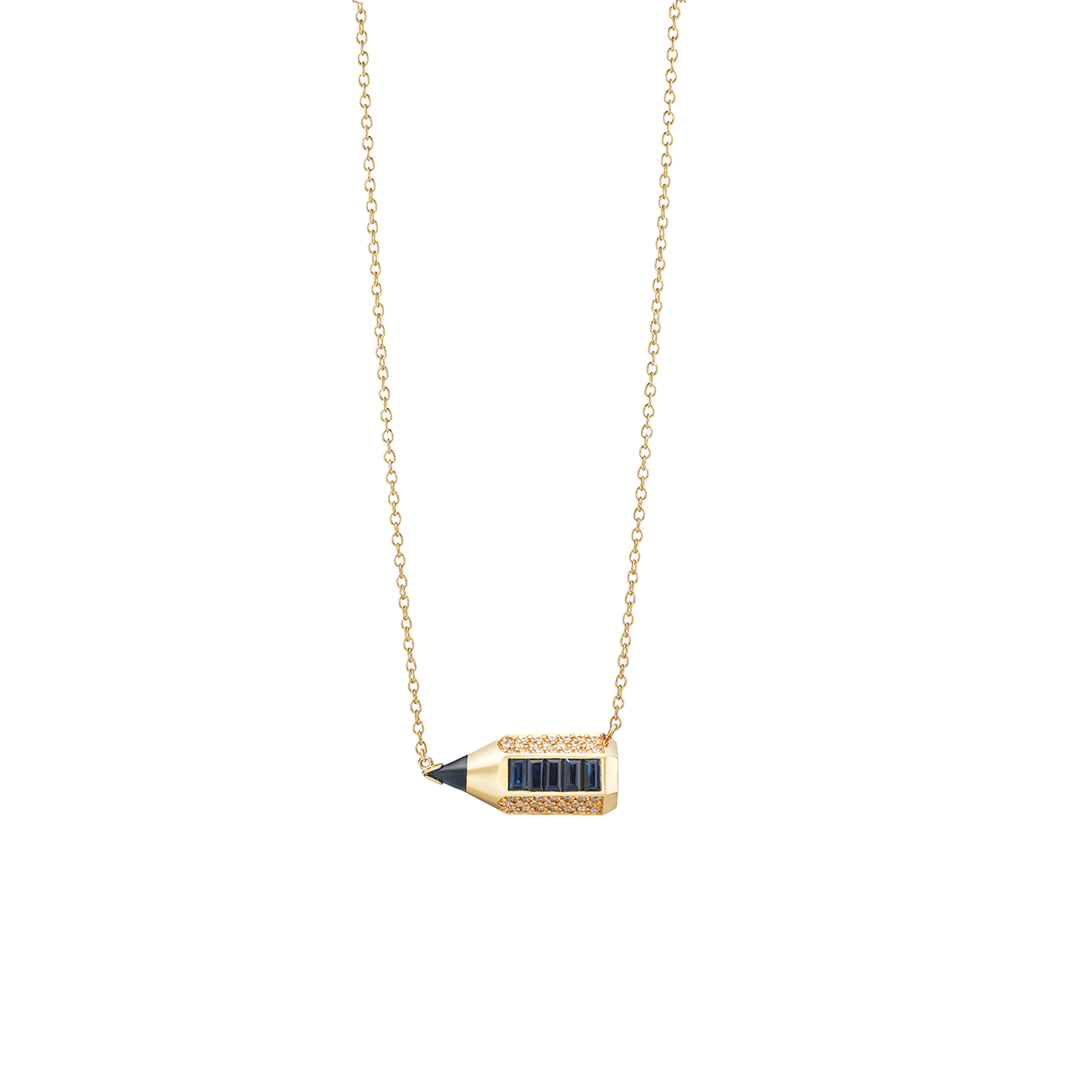 Blue Sapphire Stub  Pencil Necklace