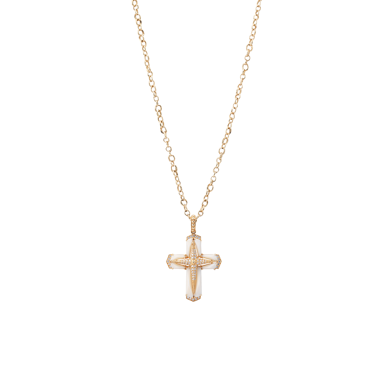 Studded Stellate Cross Necklace