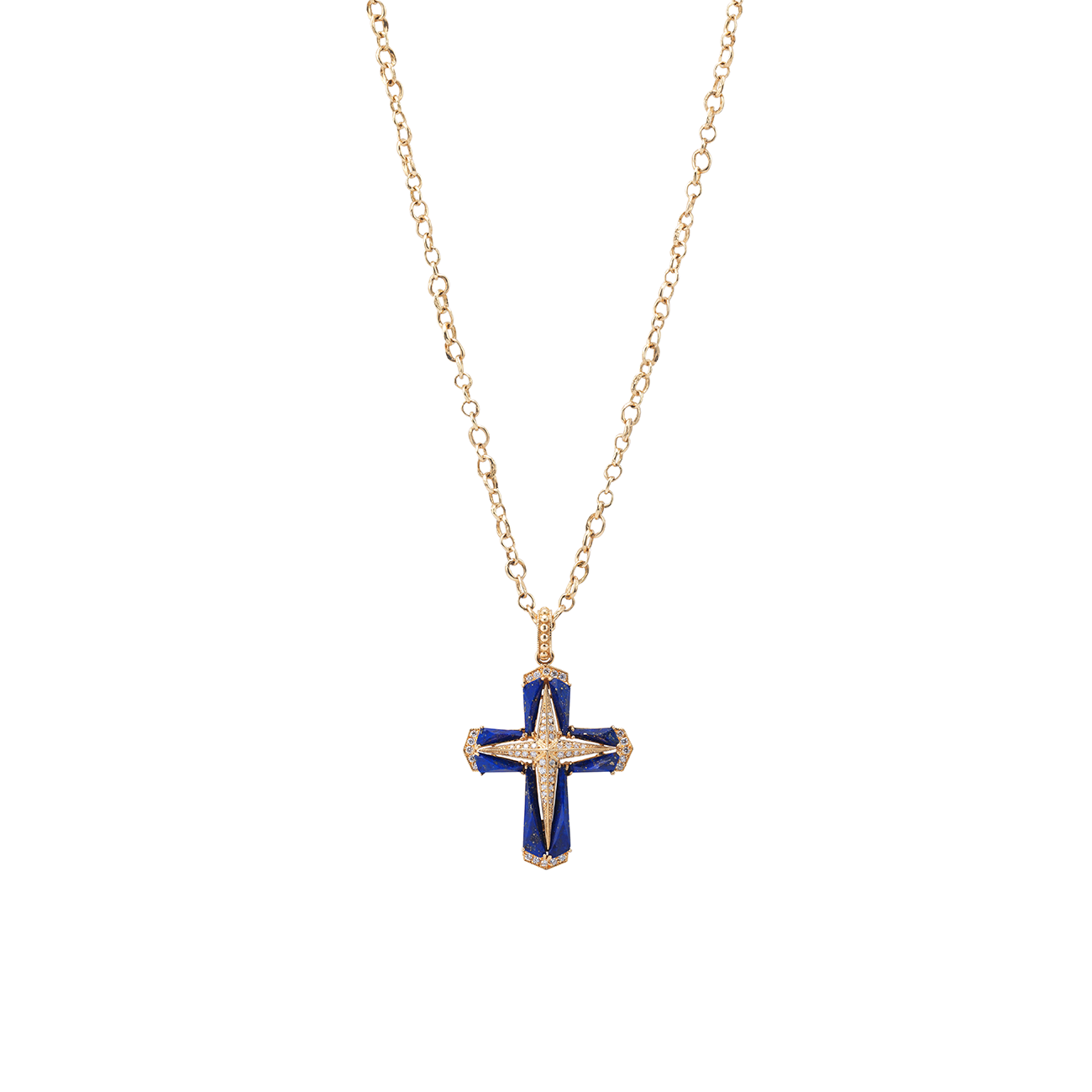 Studded Stellate Cross Necklace