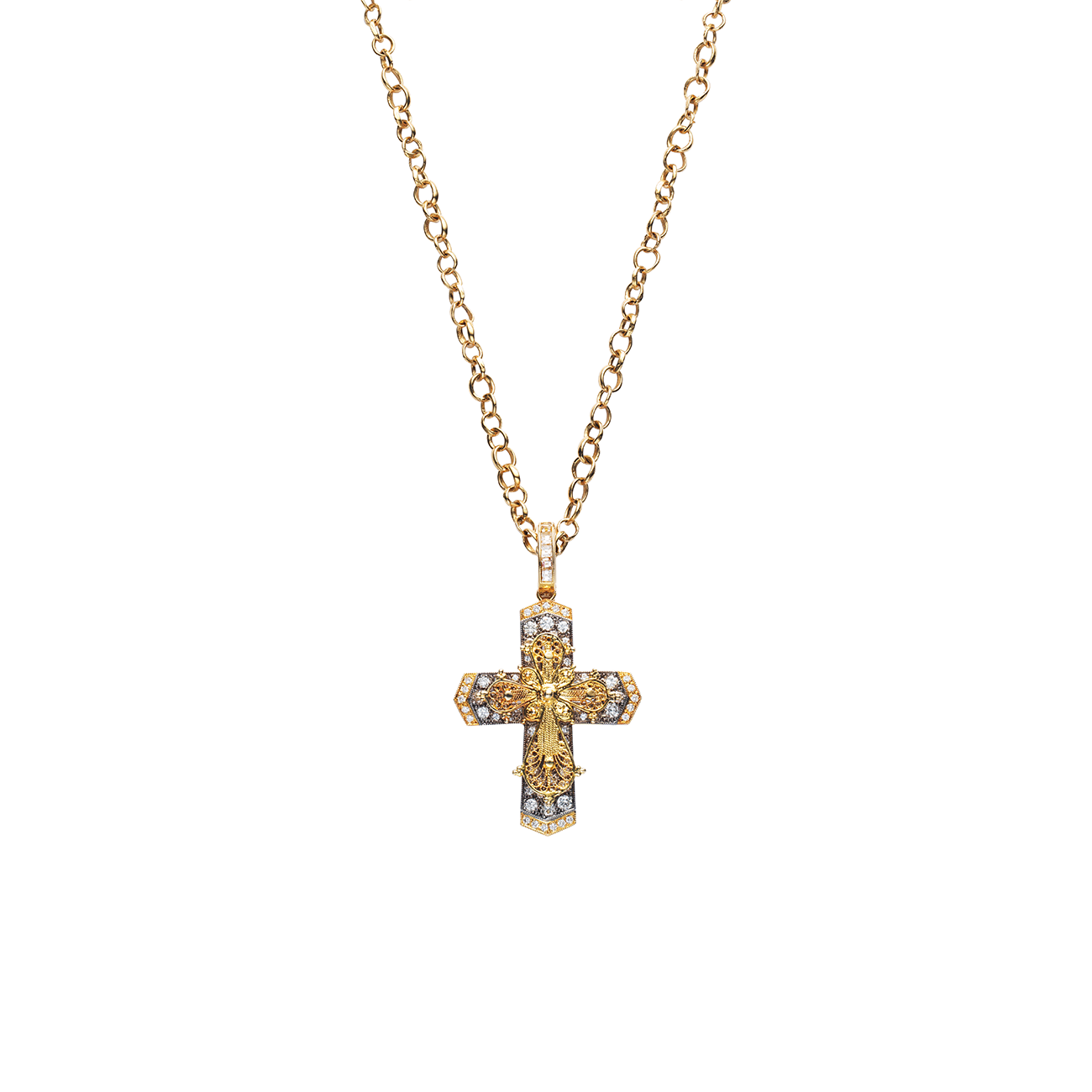 Double Layer Lace Cross Necklace