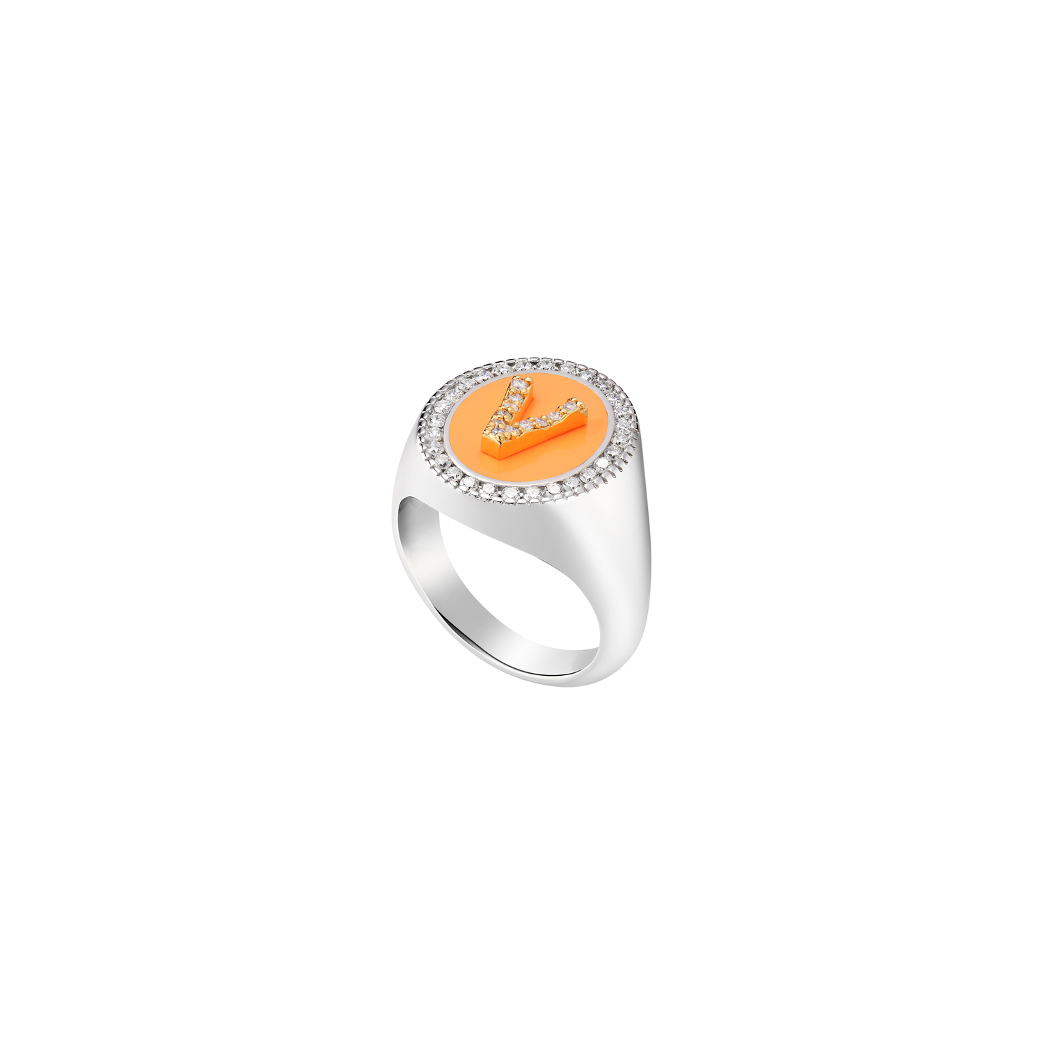 Silver Initial Setting Ring / LAB, Epoxy