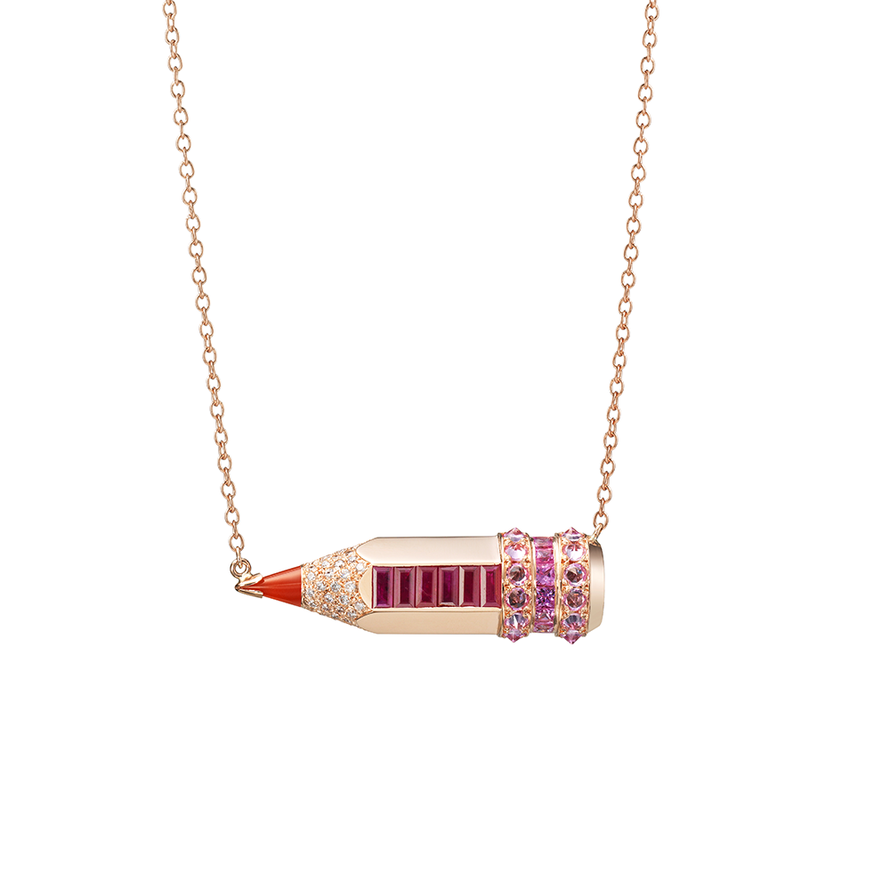 10 Ruby Pencil Necklace