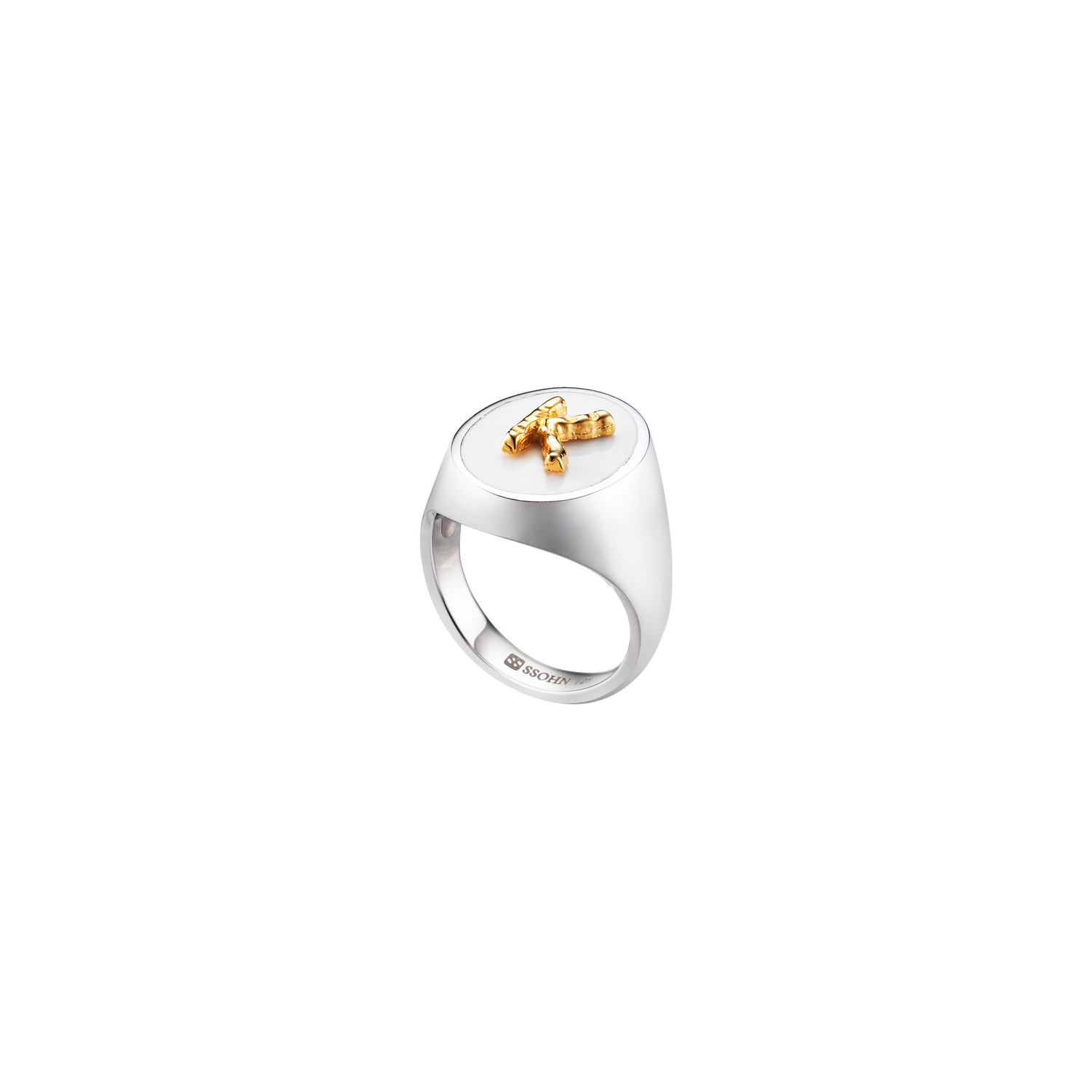Silver Initial Ring / Epoxy