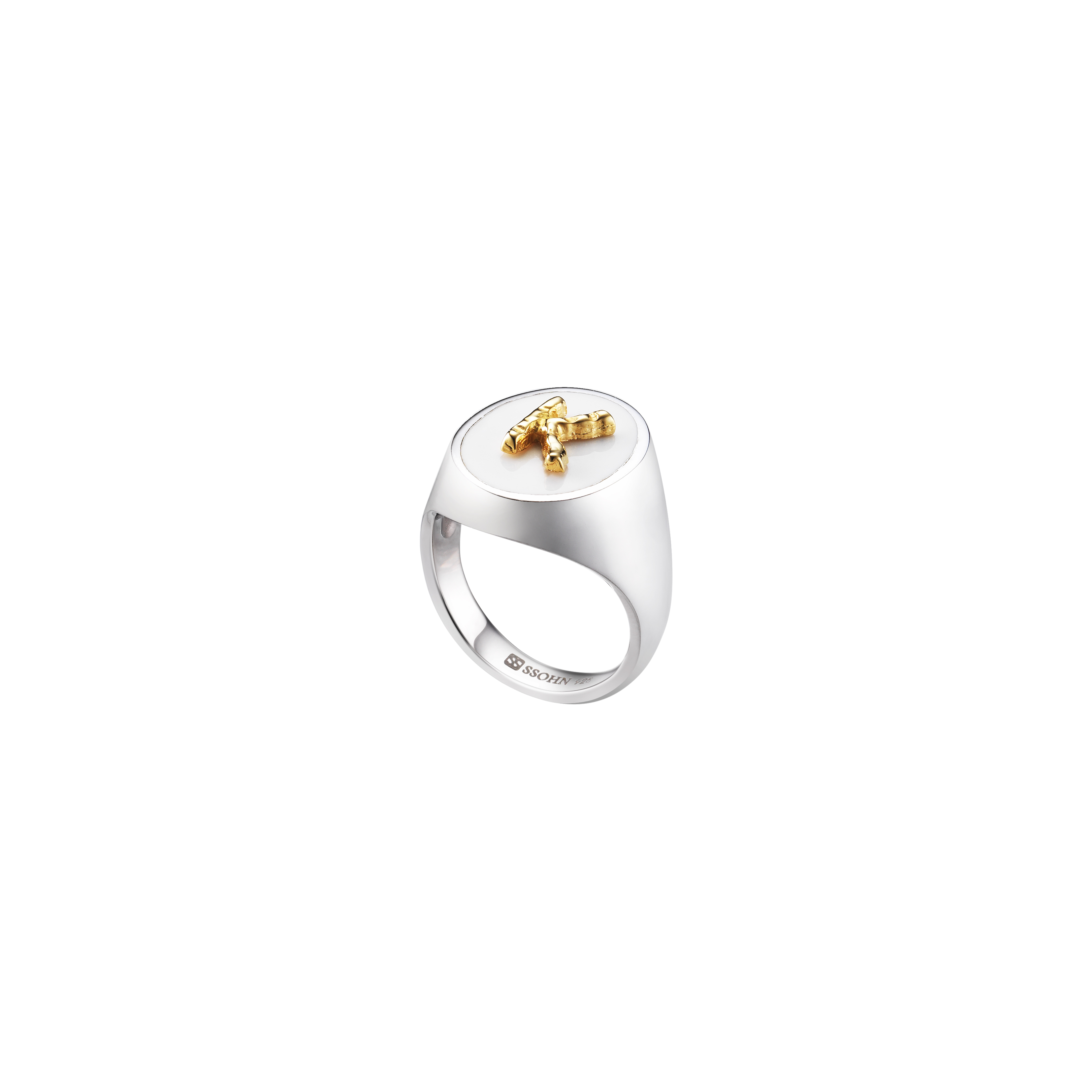 Silver Initial Ring / Epoxy