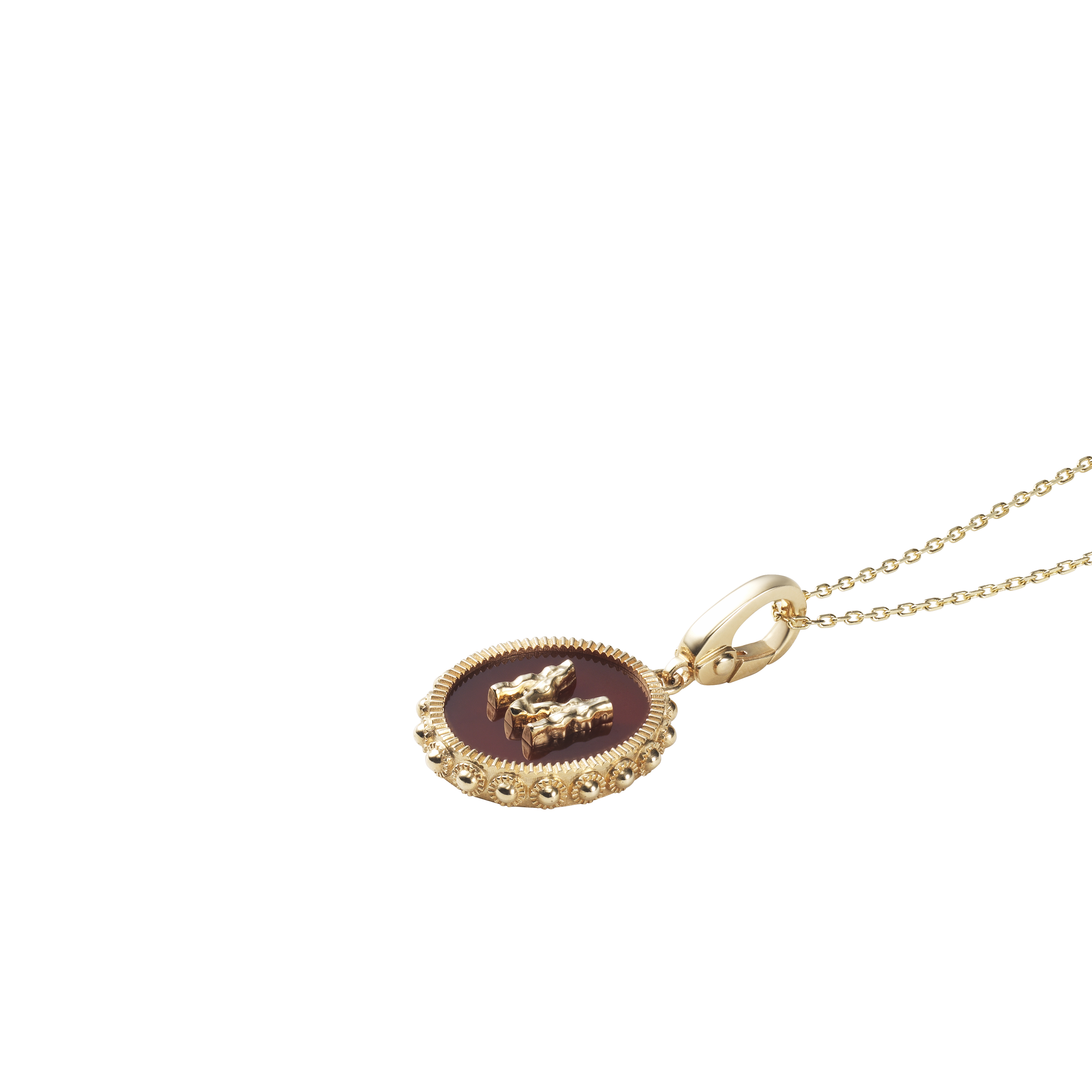 Oval Initial Necklace / Carnelian