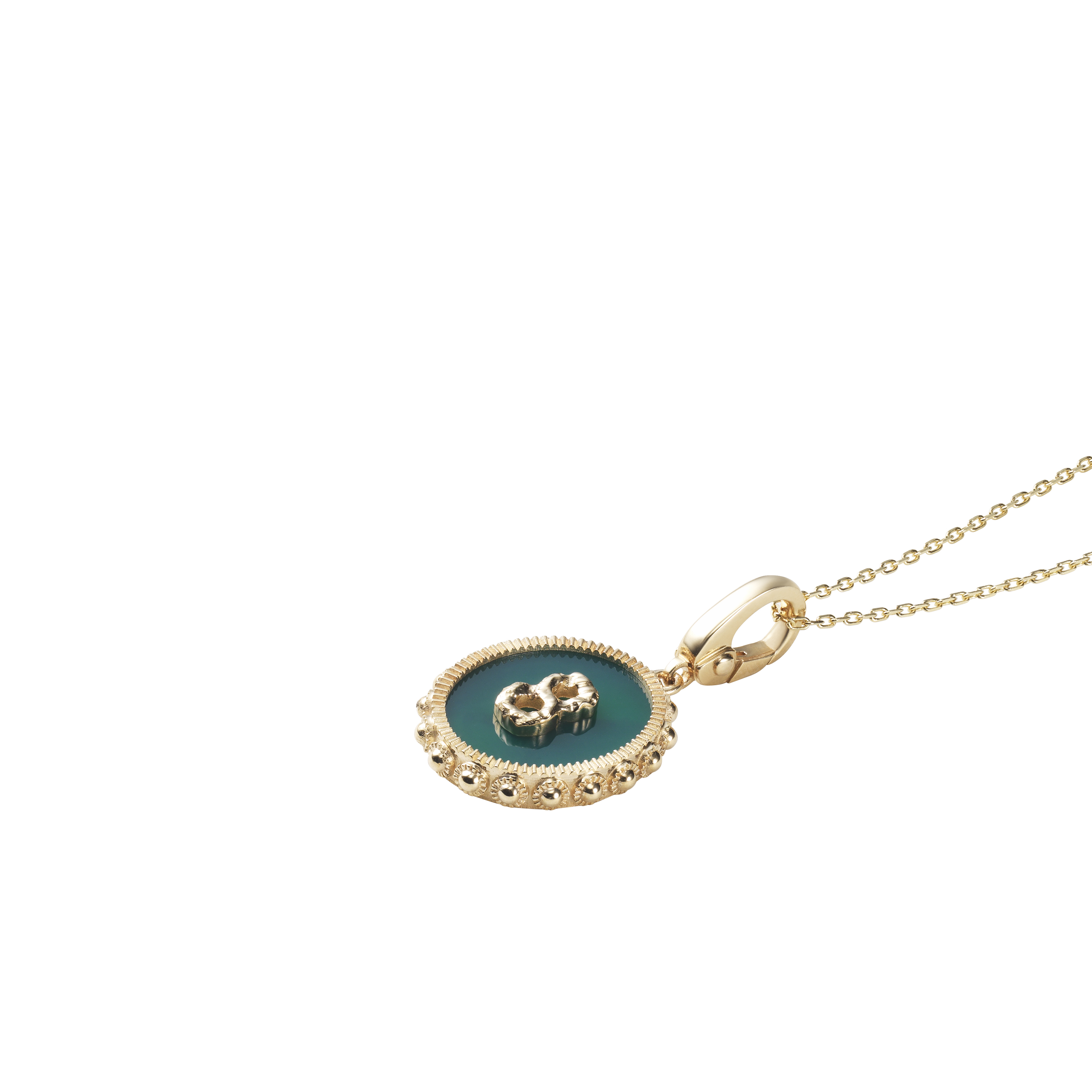 Oval Initial Necklace / Green Onyx