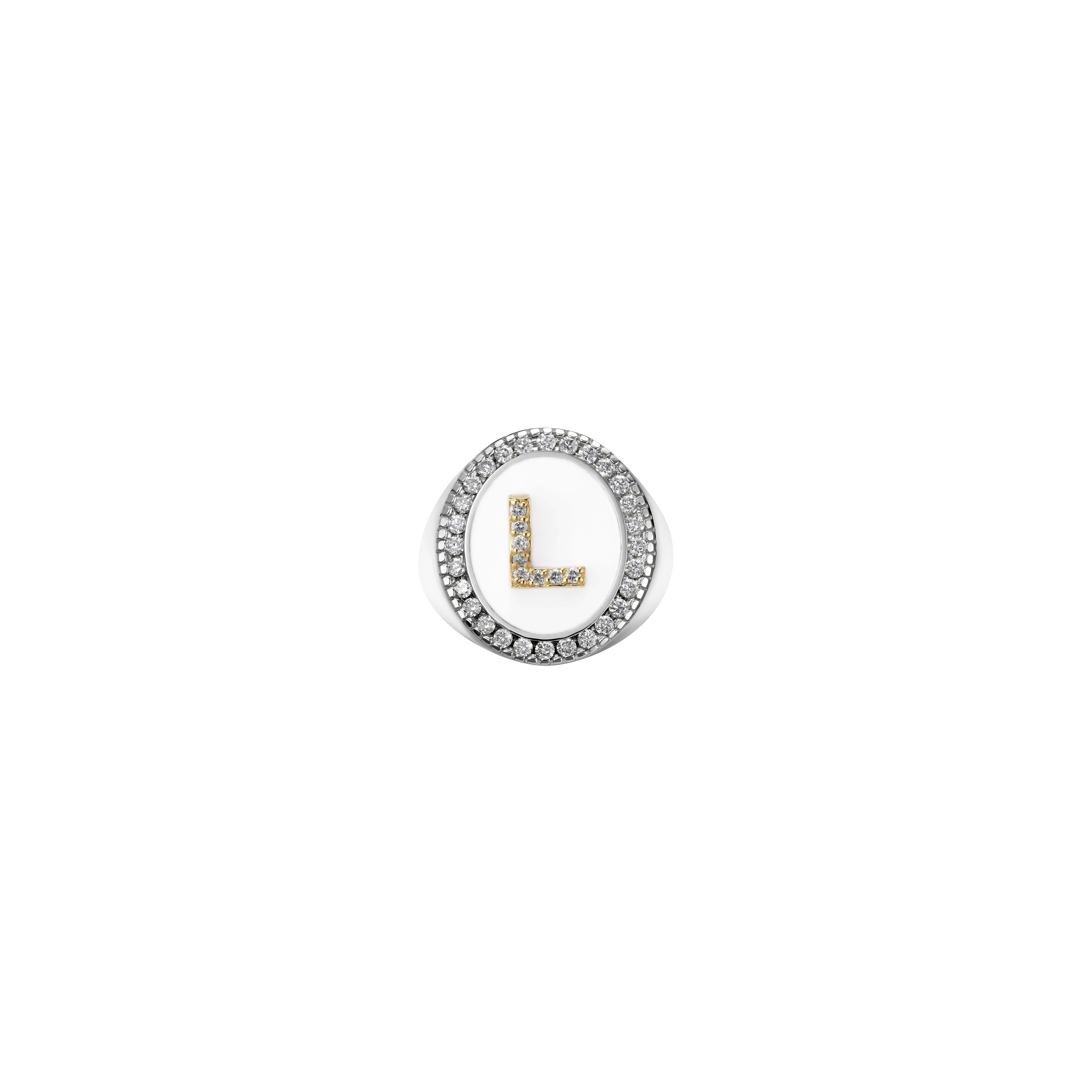Silver Initial Setting Ring / LAB, Epoxy