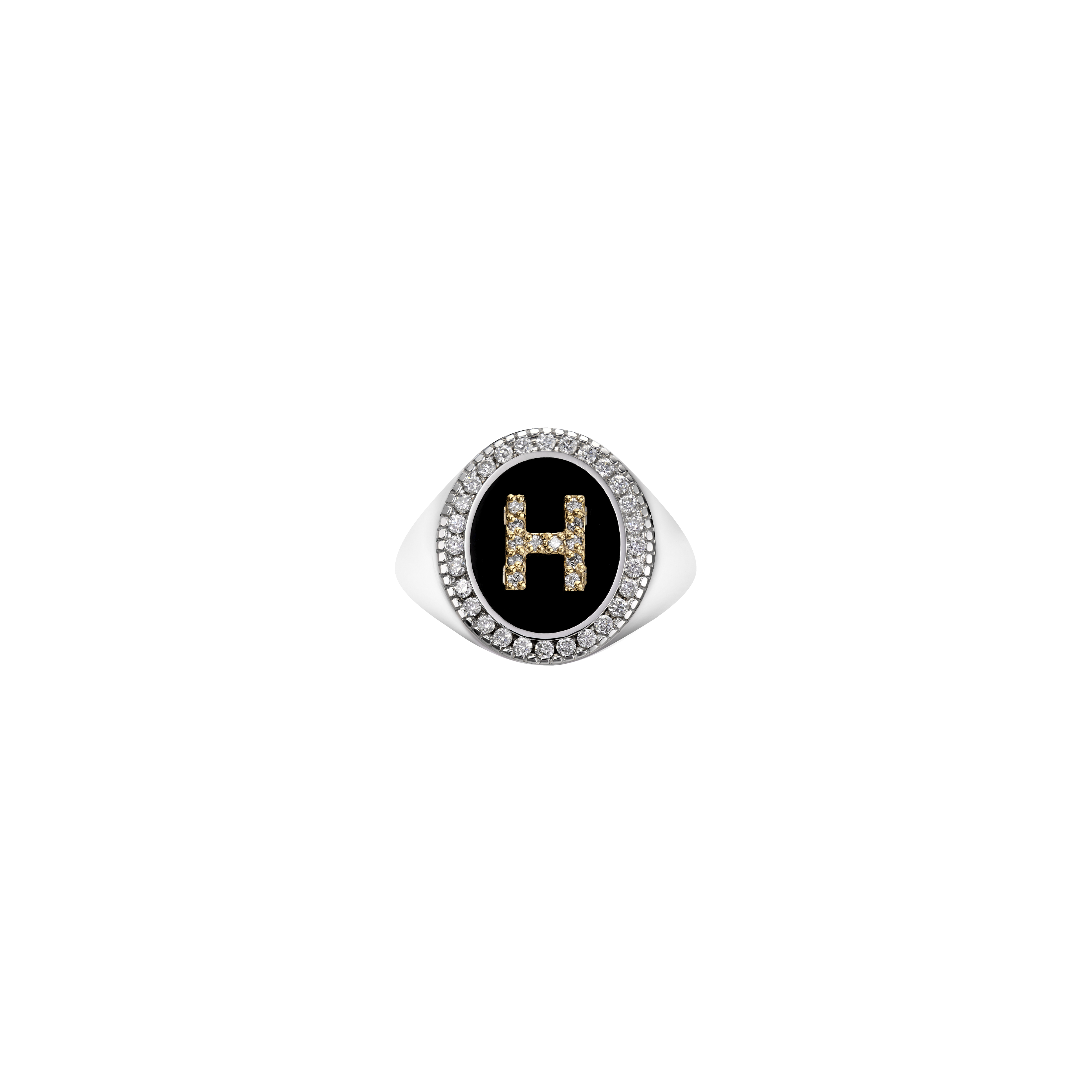 Silver Initial Setting Ring / LAB, Epoxy