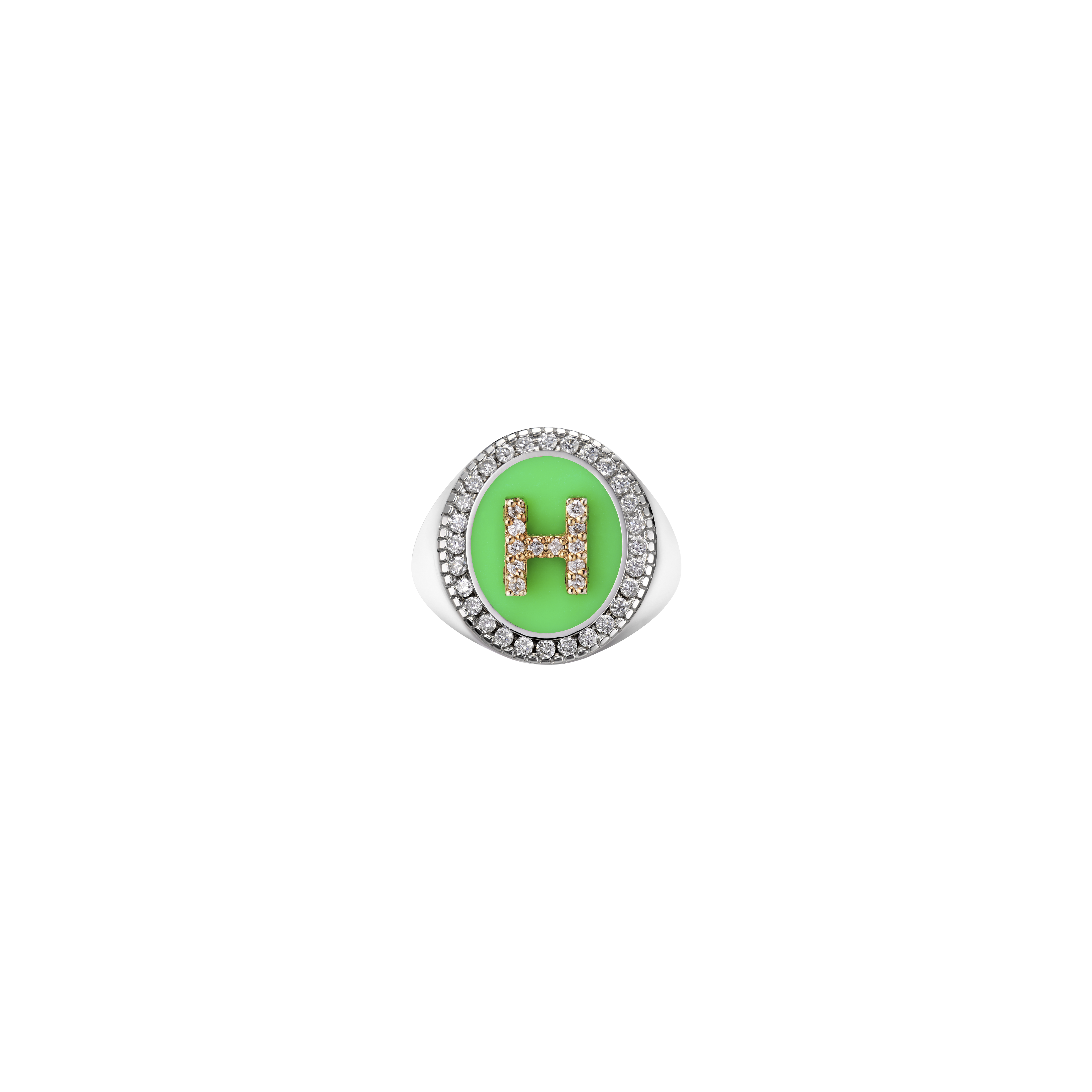 Silver Initial Setting Ring / LAB, Epoxy
