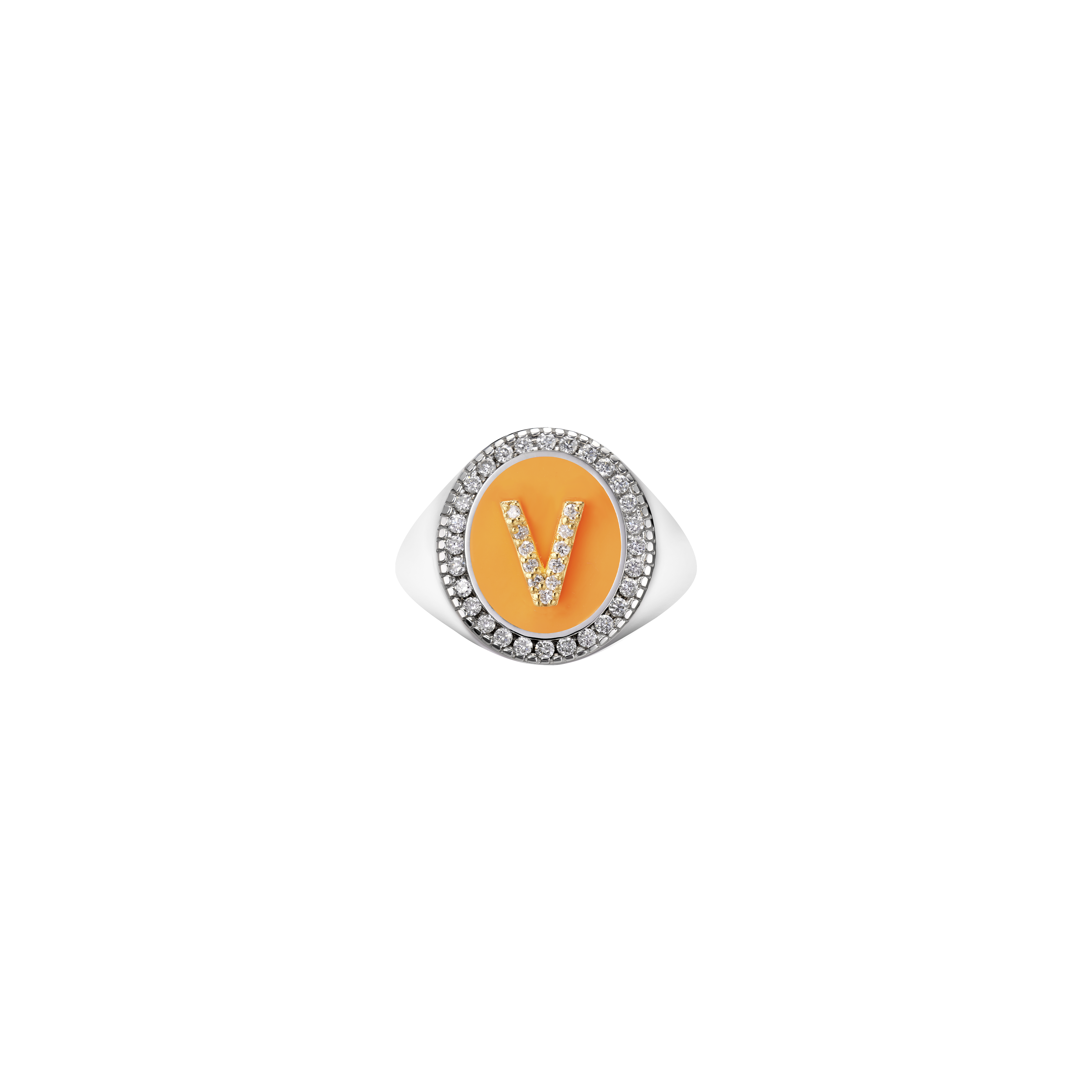 Silver Initial Setting Ring / LAB, Epoxy