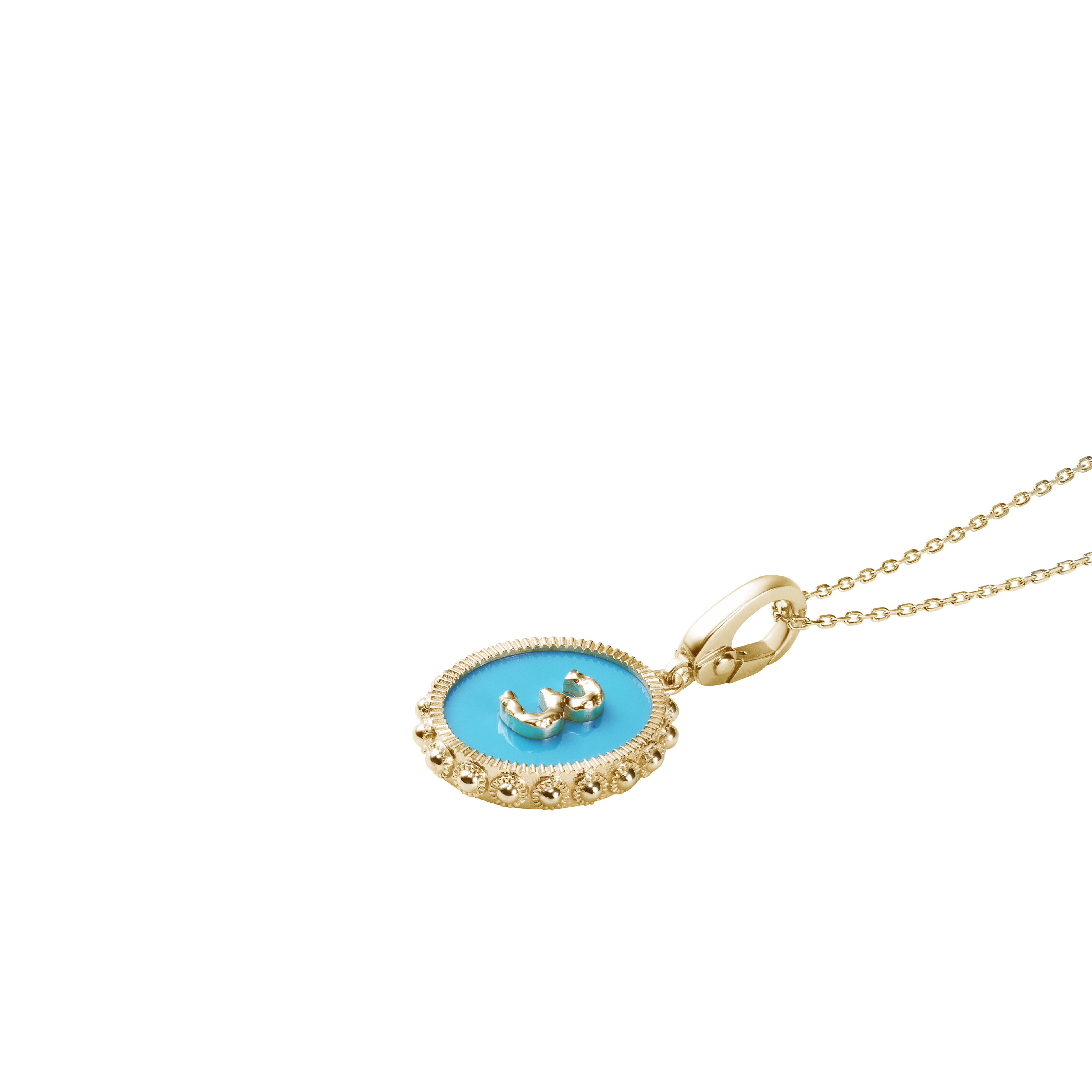 Oval Initial Necklace / Synethetic Turquoise