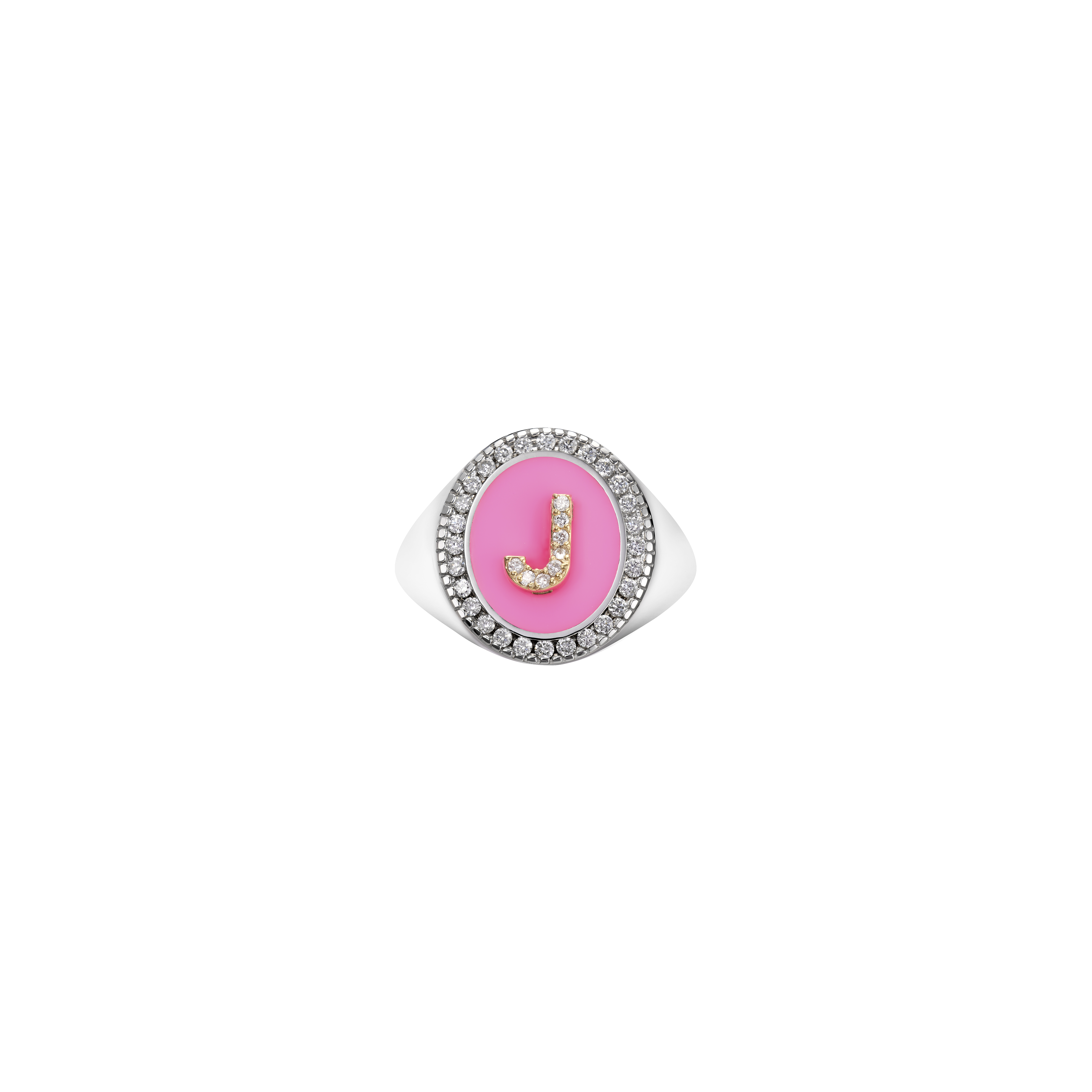 Silver Initial Setting Ring / LAB, Epoxy