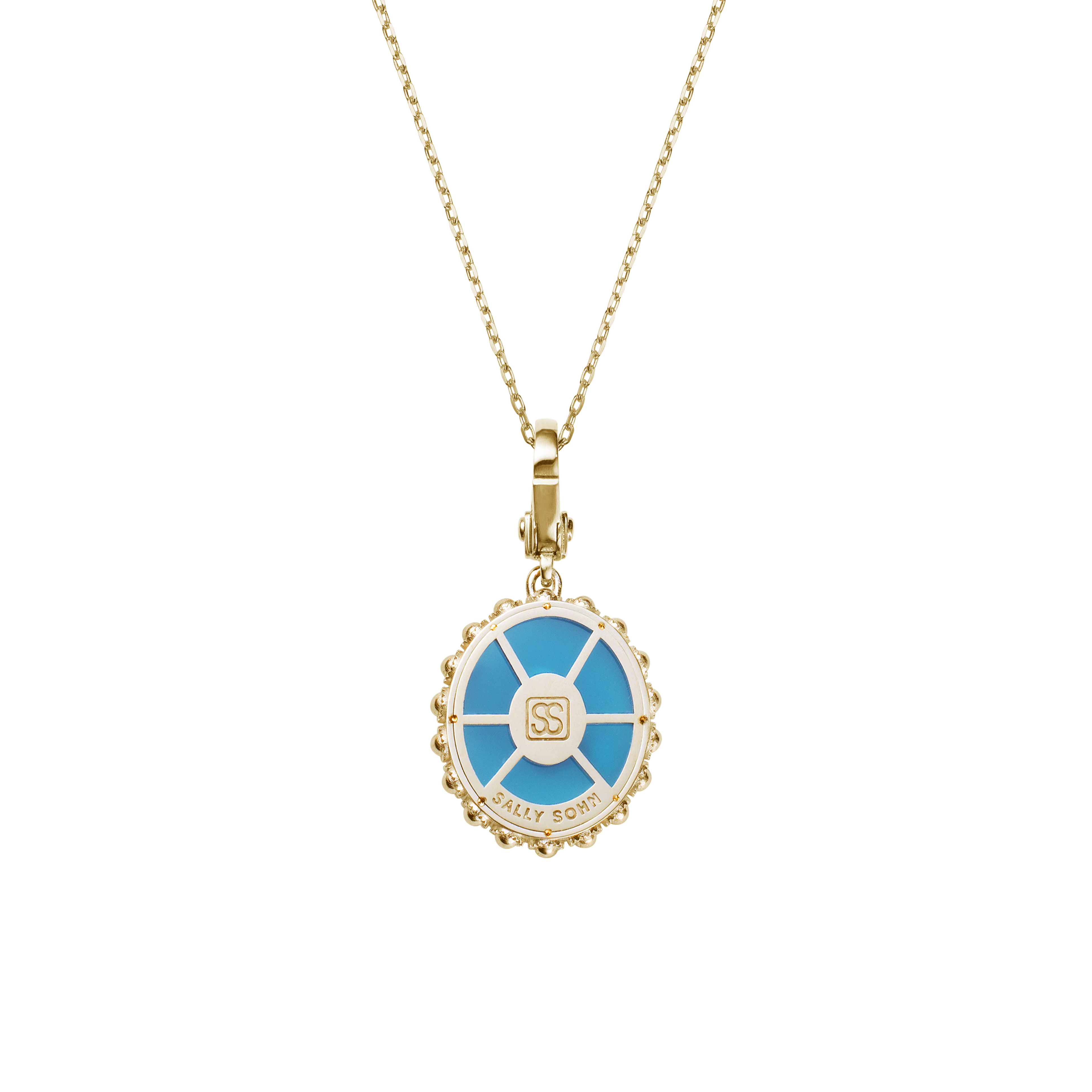 Oval Initial Necklace / Synethetic Turquoise