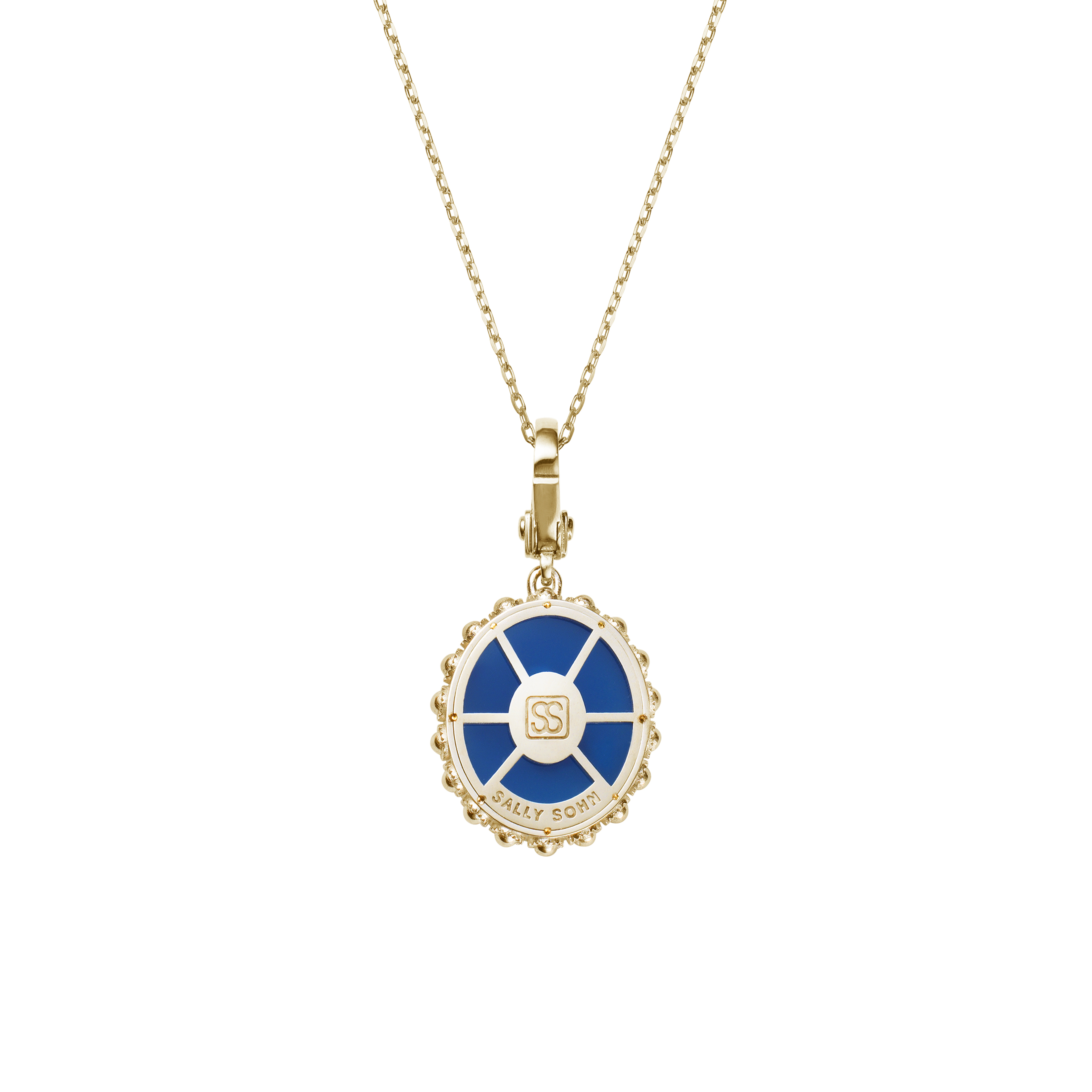 Oval Initial Necklace / Blue Chalcedony