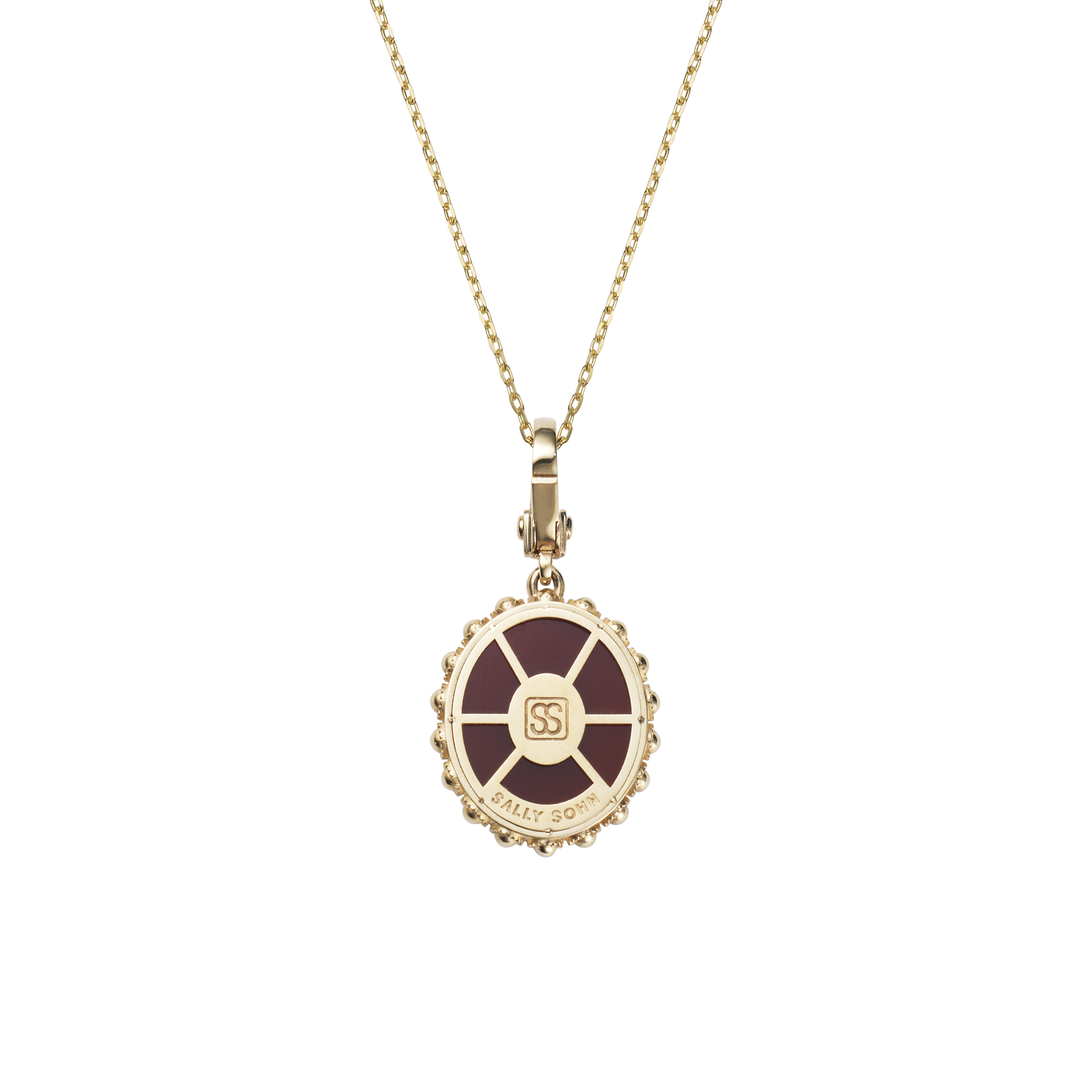 Oval Initial Necklace / Carnelian