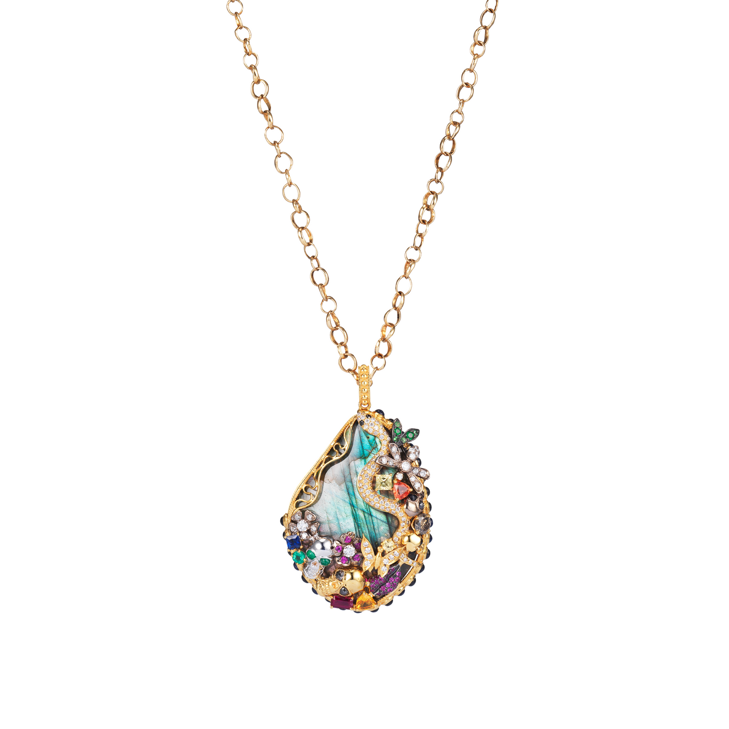 Infinity Aurora Drop Necklace / Labradorite