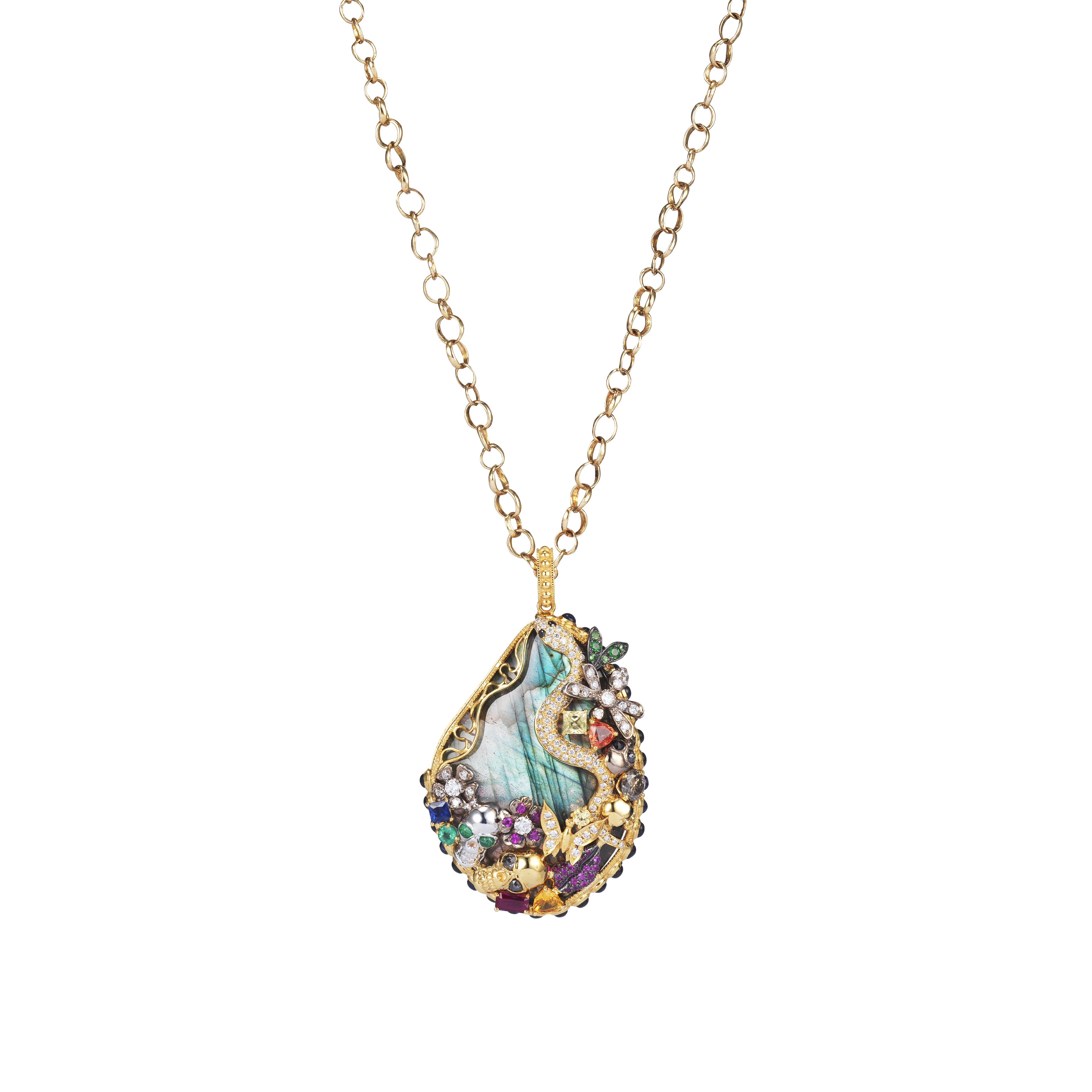 Infinity Aurora Drop Necklace / Labradorite