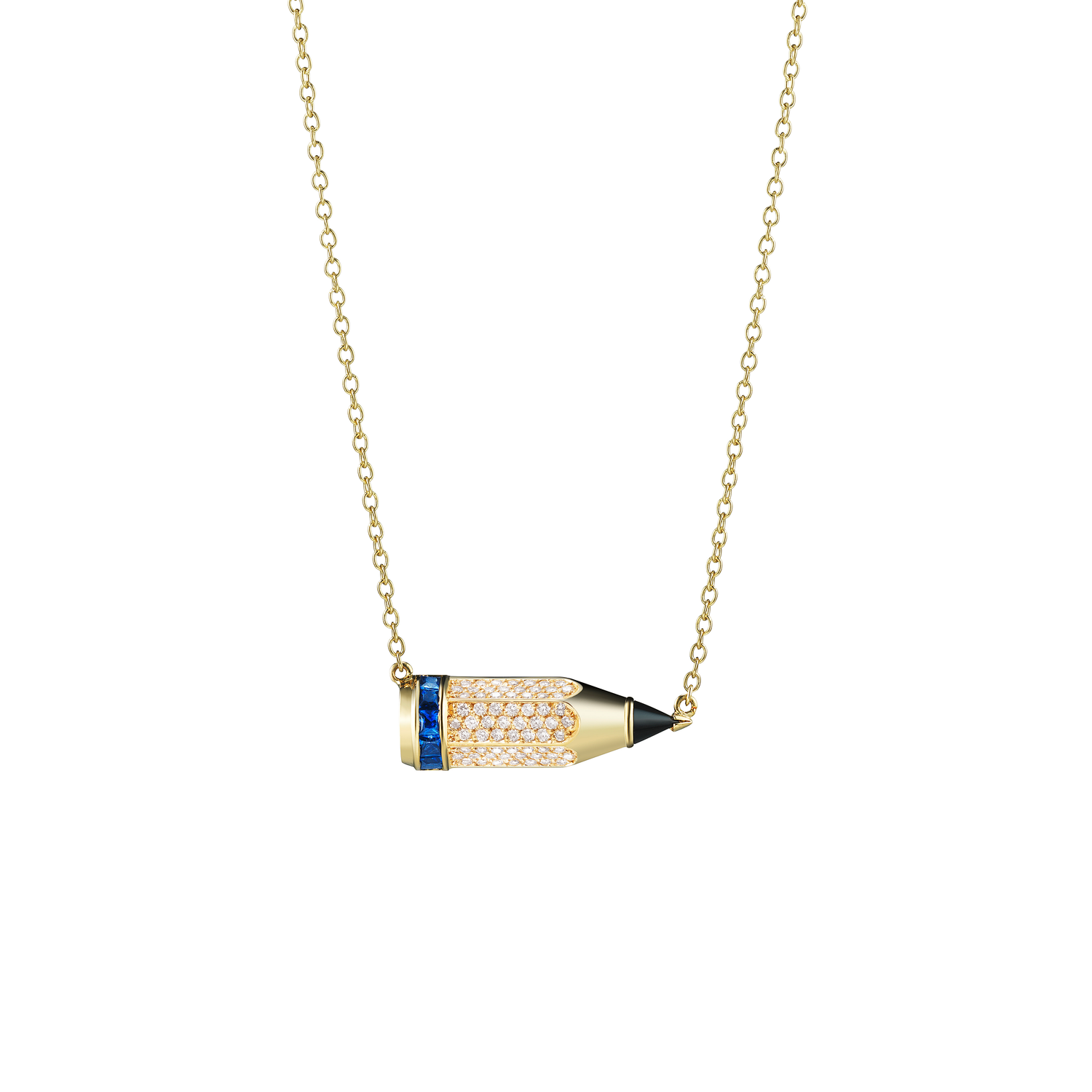 Pencil 'Be The' Pavé Necklace / Blue Sapphire