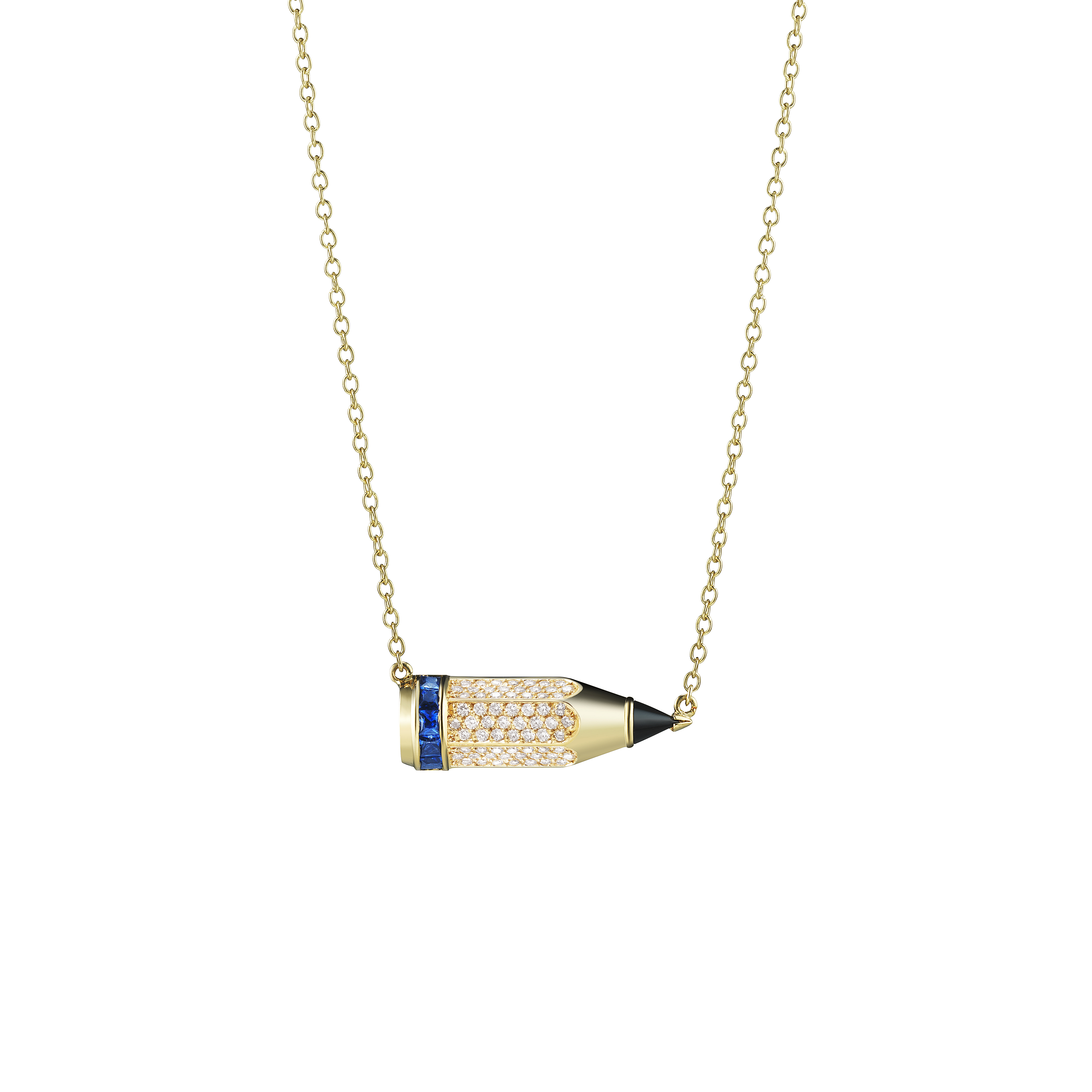 Pencil 'Be The' Pavé Necklace / Blue Sapphire