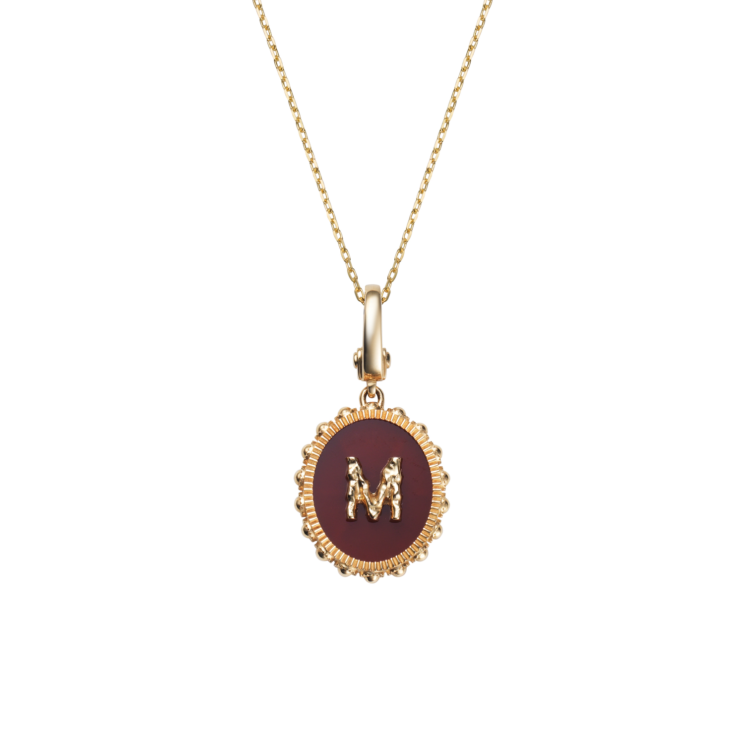 Oval Initial Necklace / Carnelian
