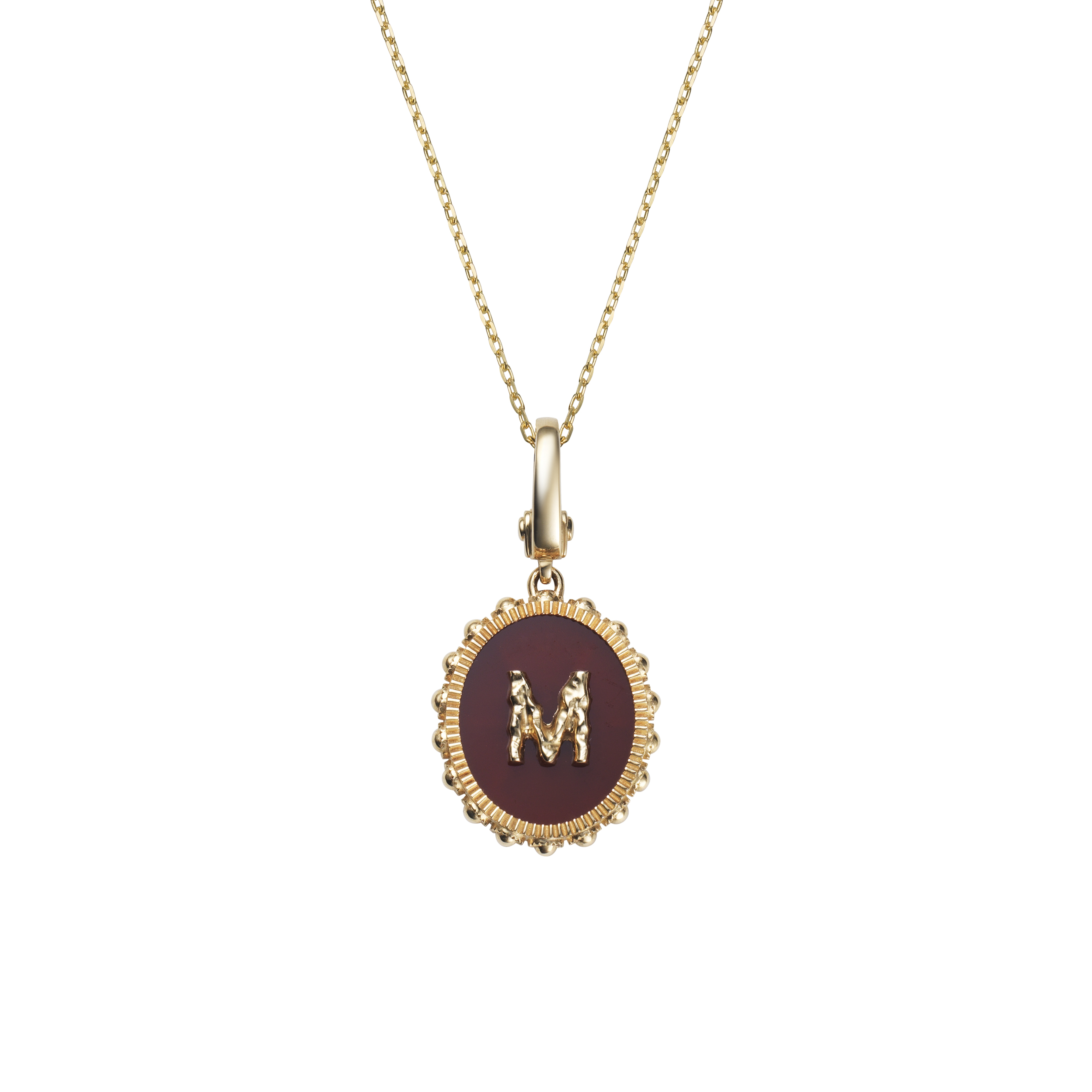 Oval Initial Necklace / Carnelian