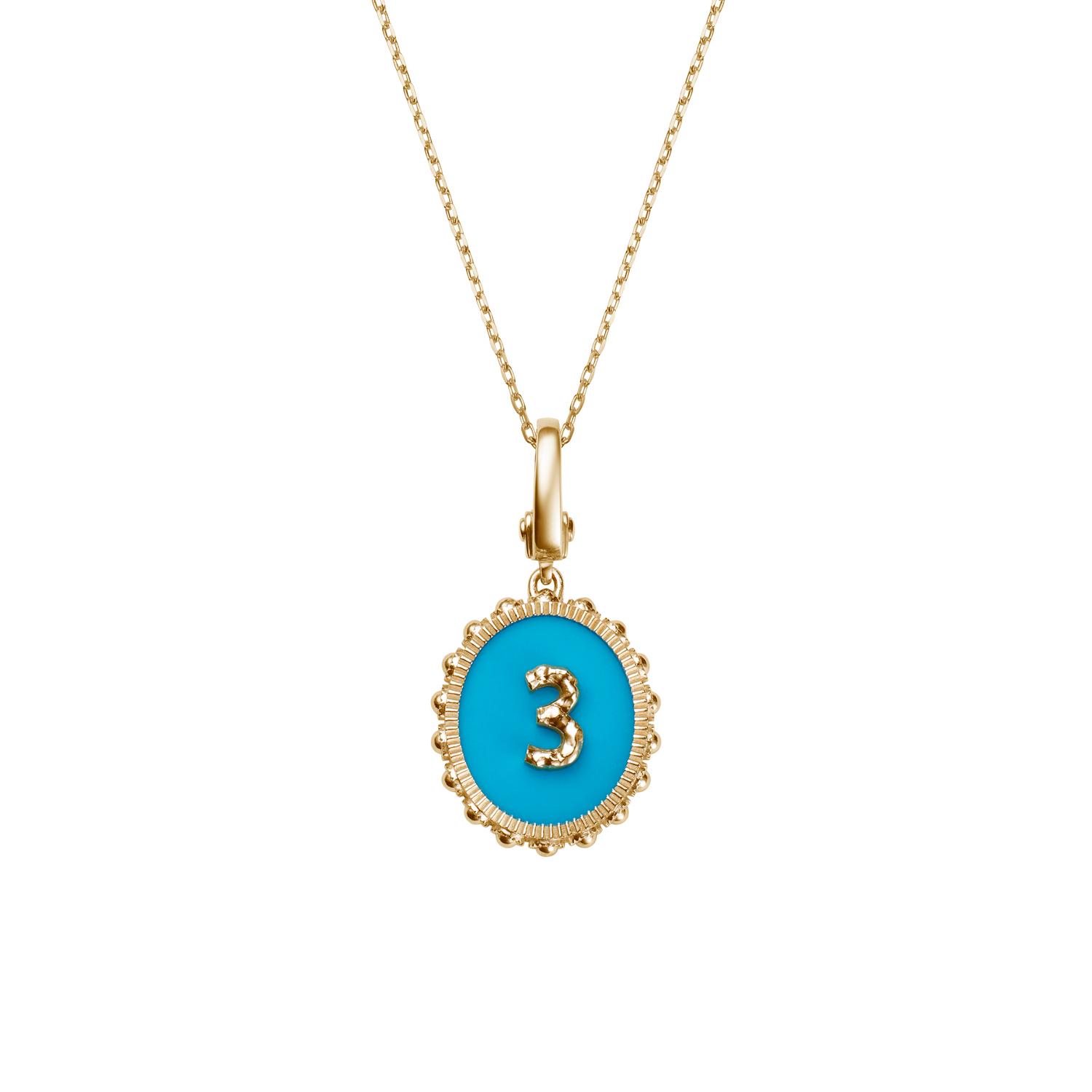 Oval Initial Necklace / Synethetic Turquoise