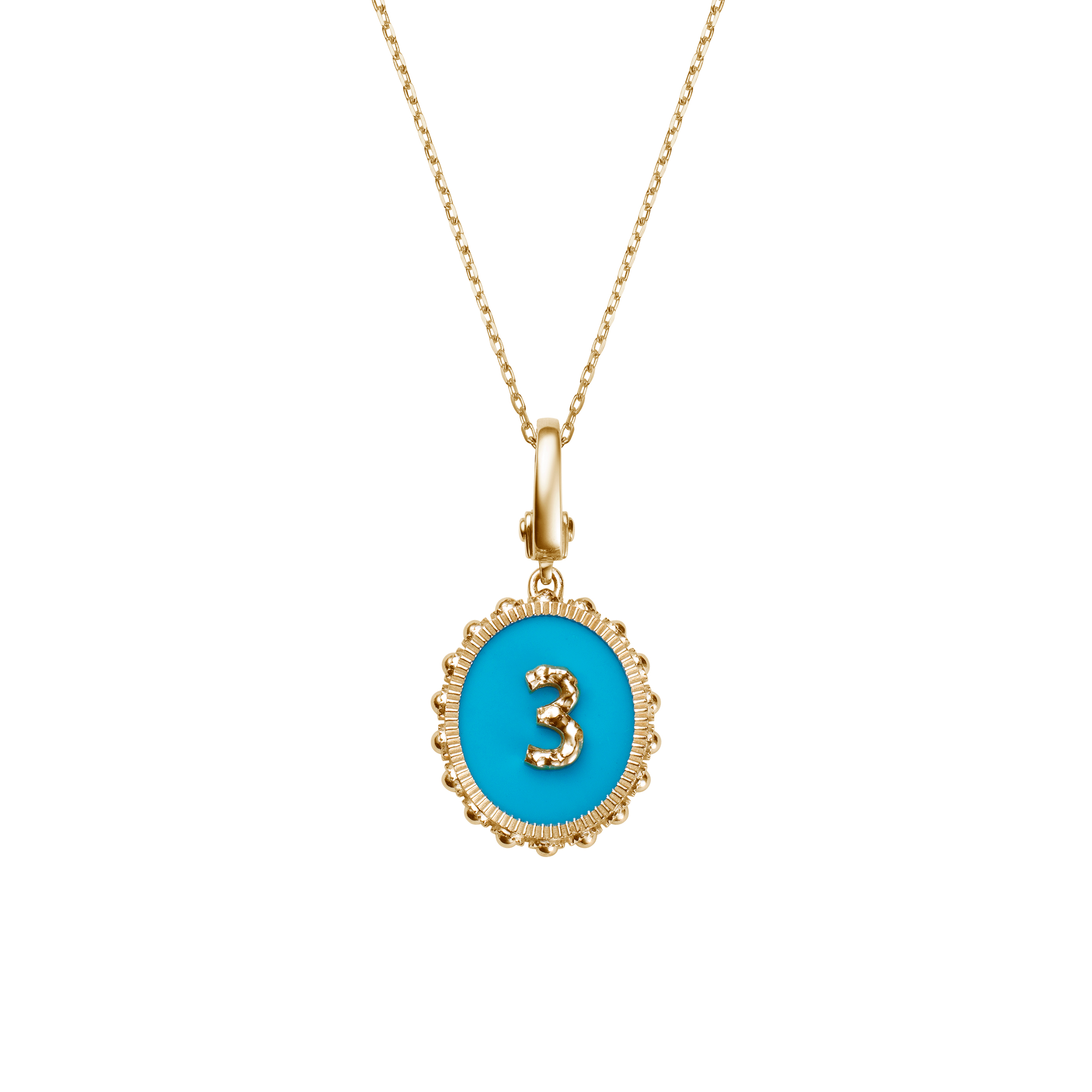 Oval Initial Necklace / Synethetic Turquoise