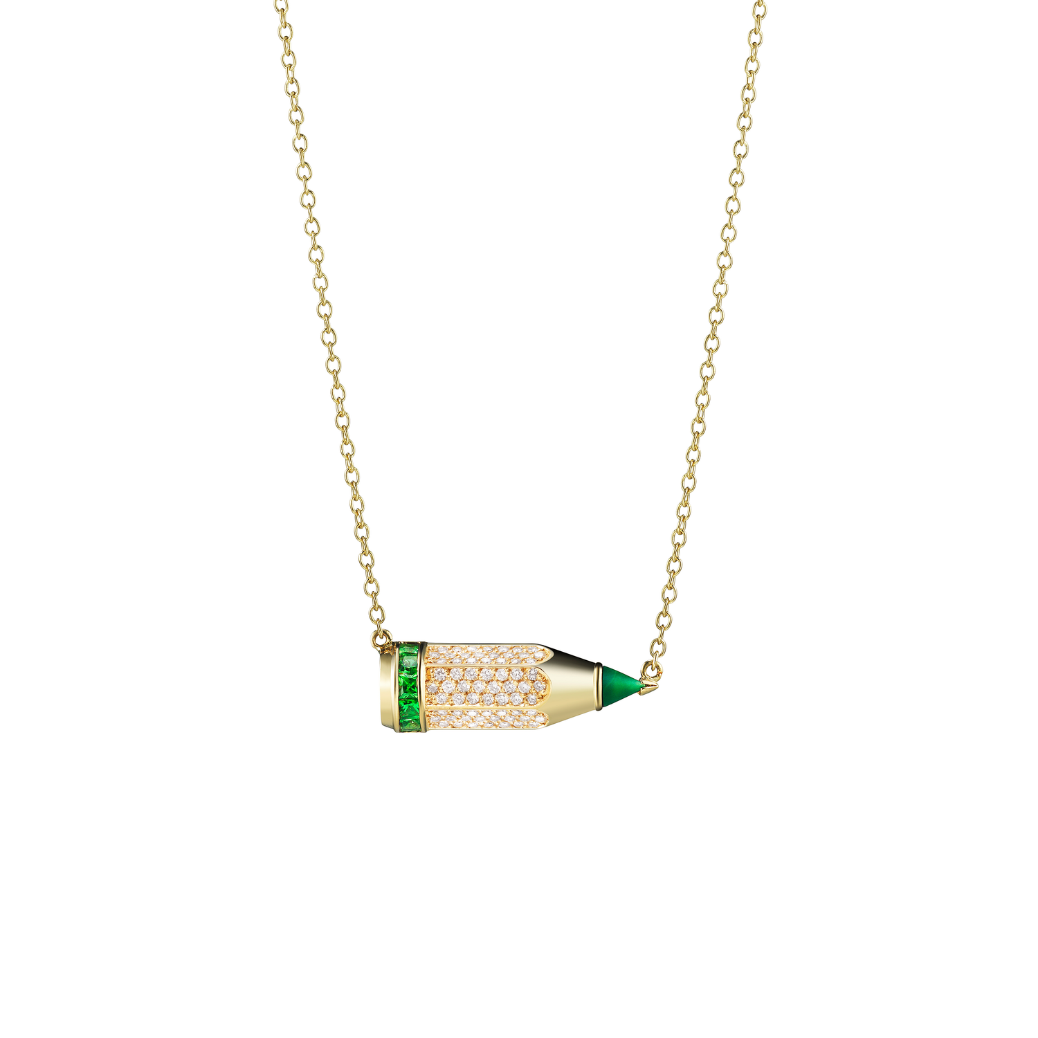 Pencil 'Be The' Pavé Necklace / Tsavorite