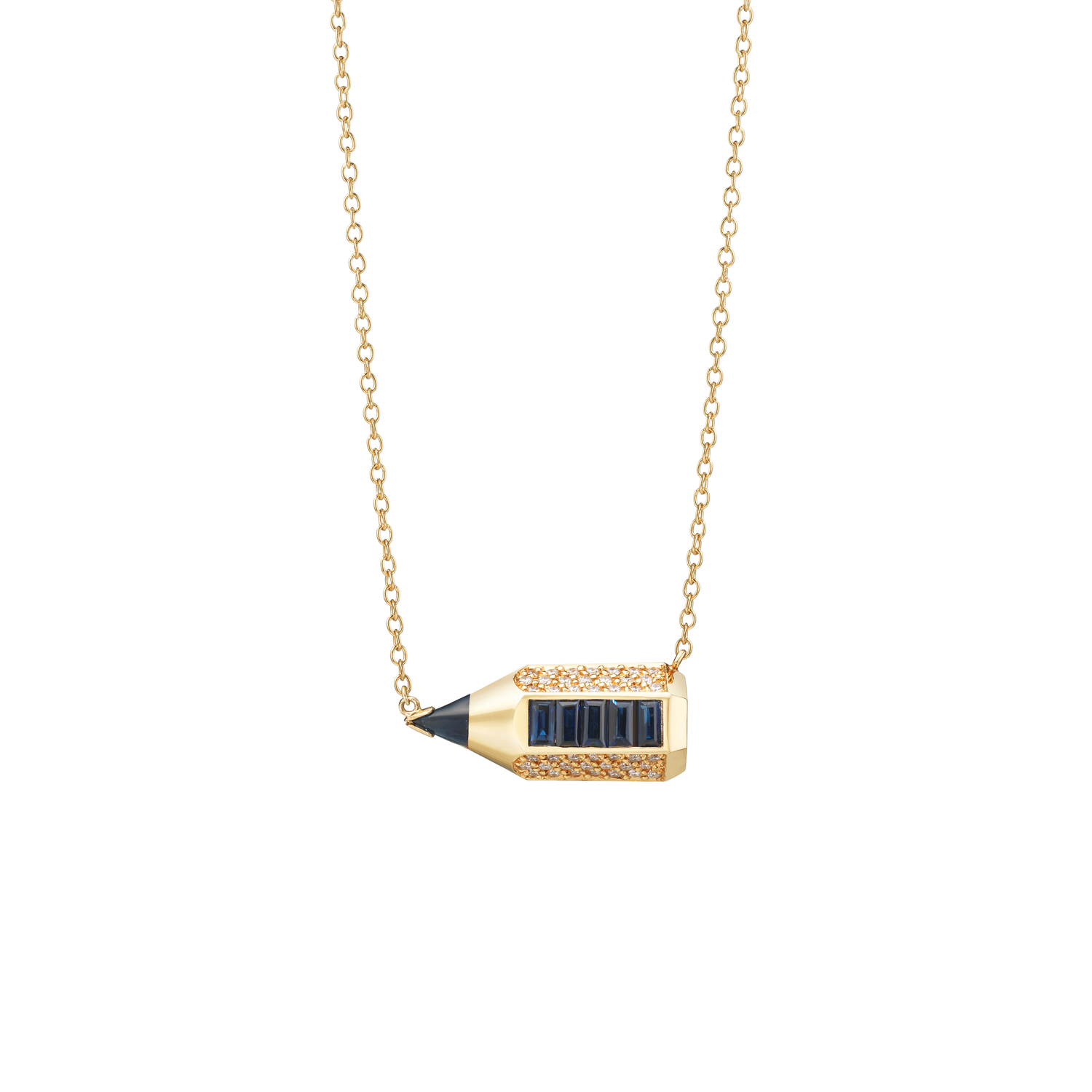 Pencil Plump Necklace / Blue Sapphire
