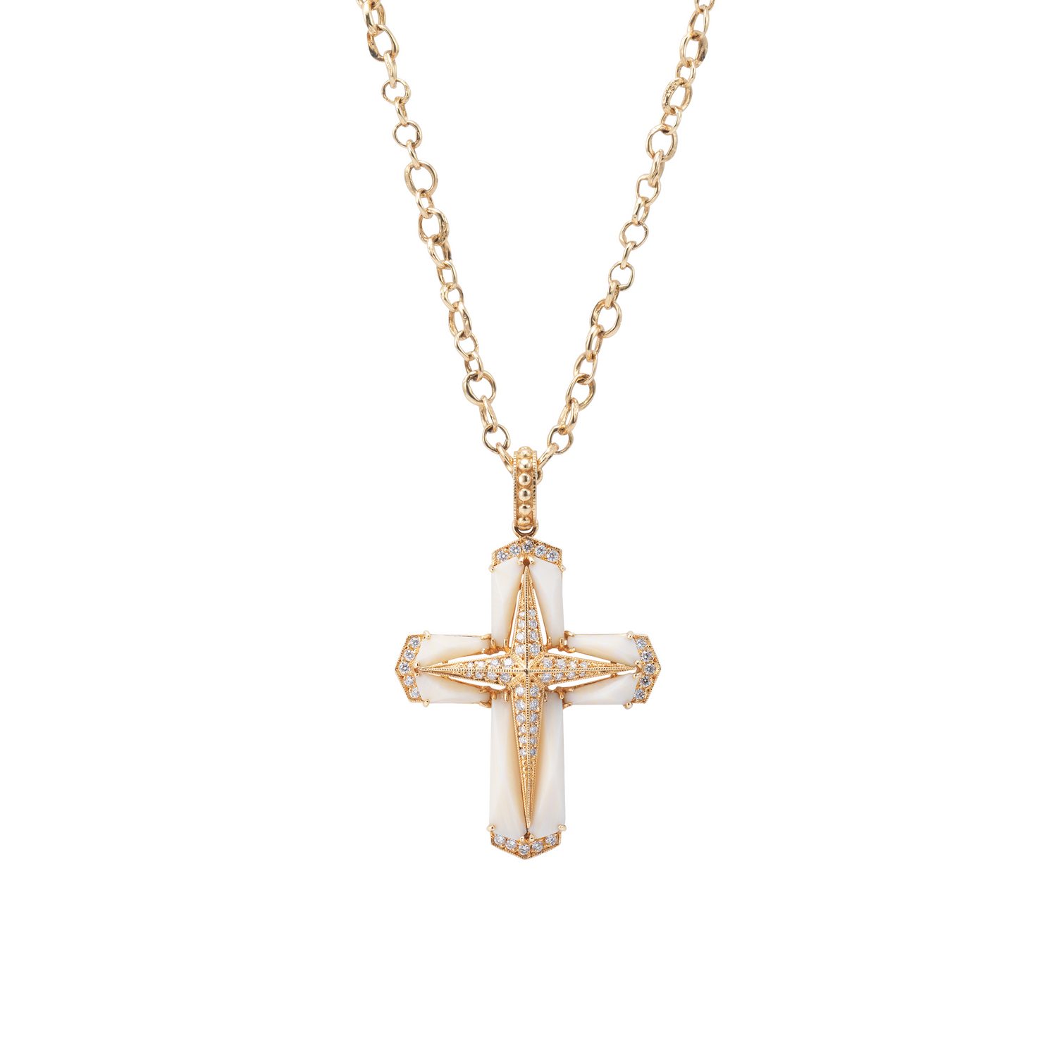Cross Stellate Necklace / Buffalo Horn