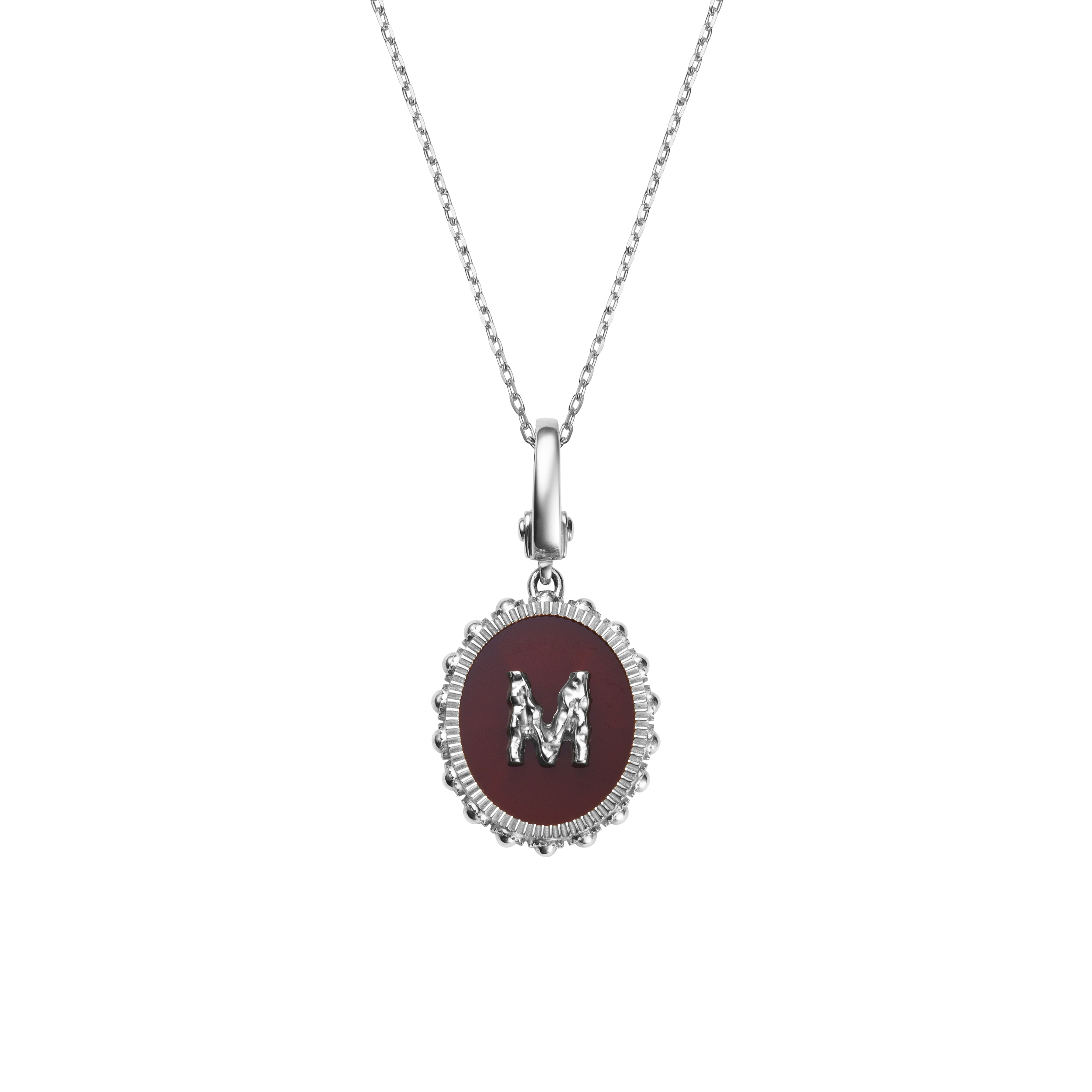 Oval Initial Necklace / Carnelian