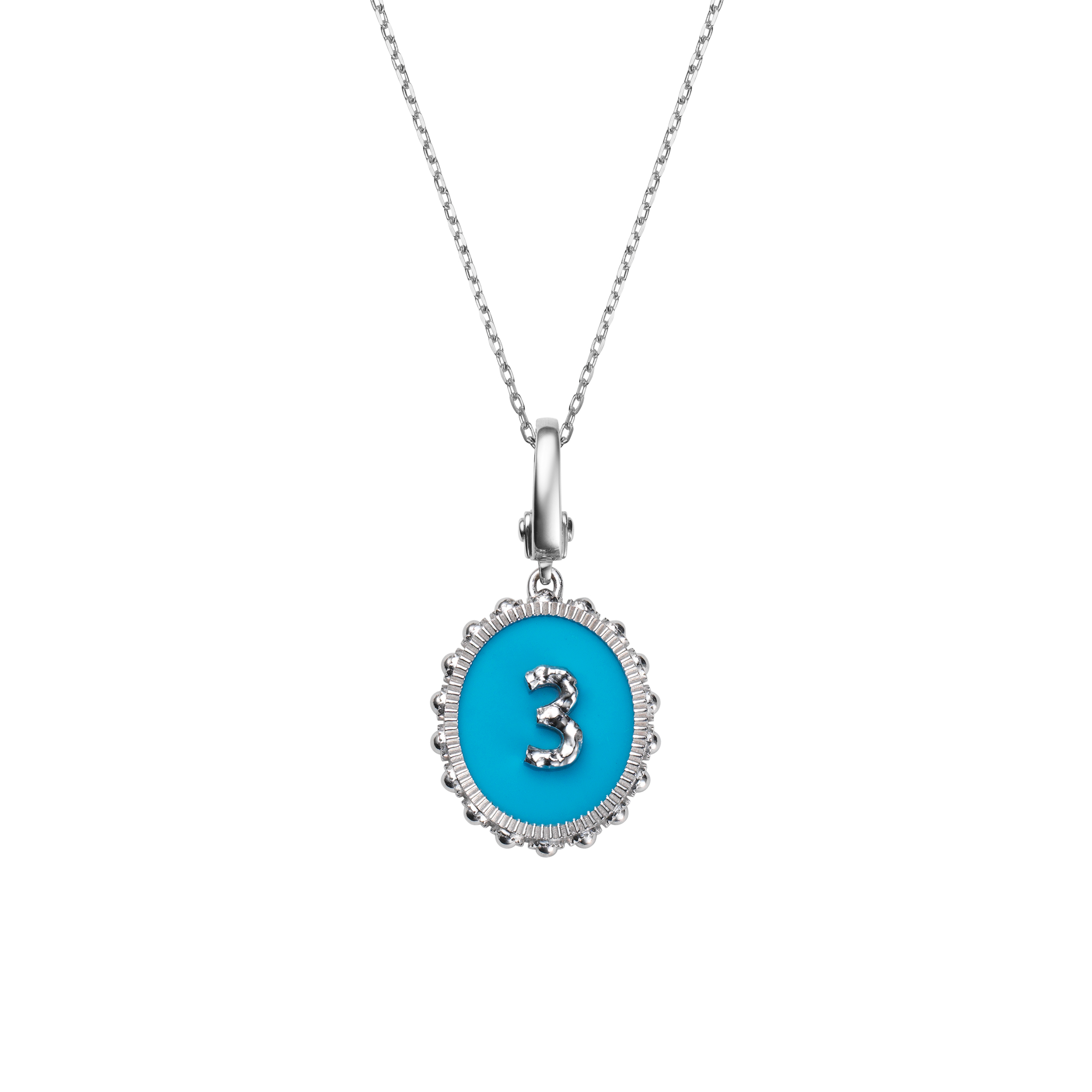 Oval Initial Necklace / Synethetic Turquoise