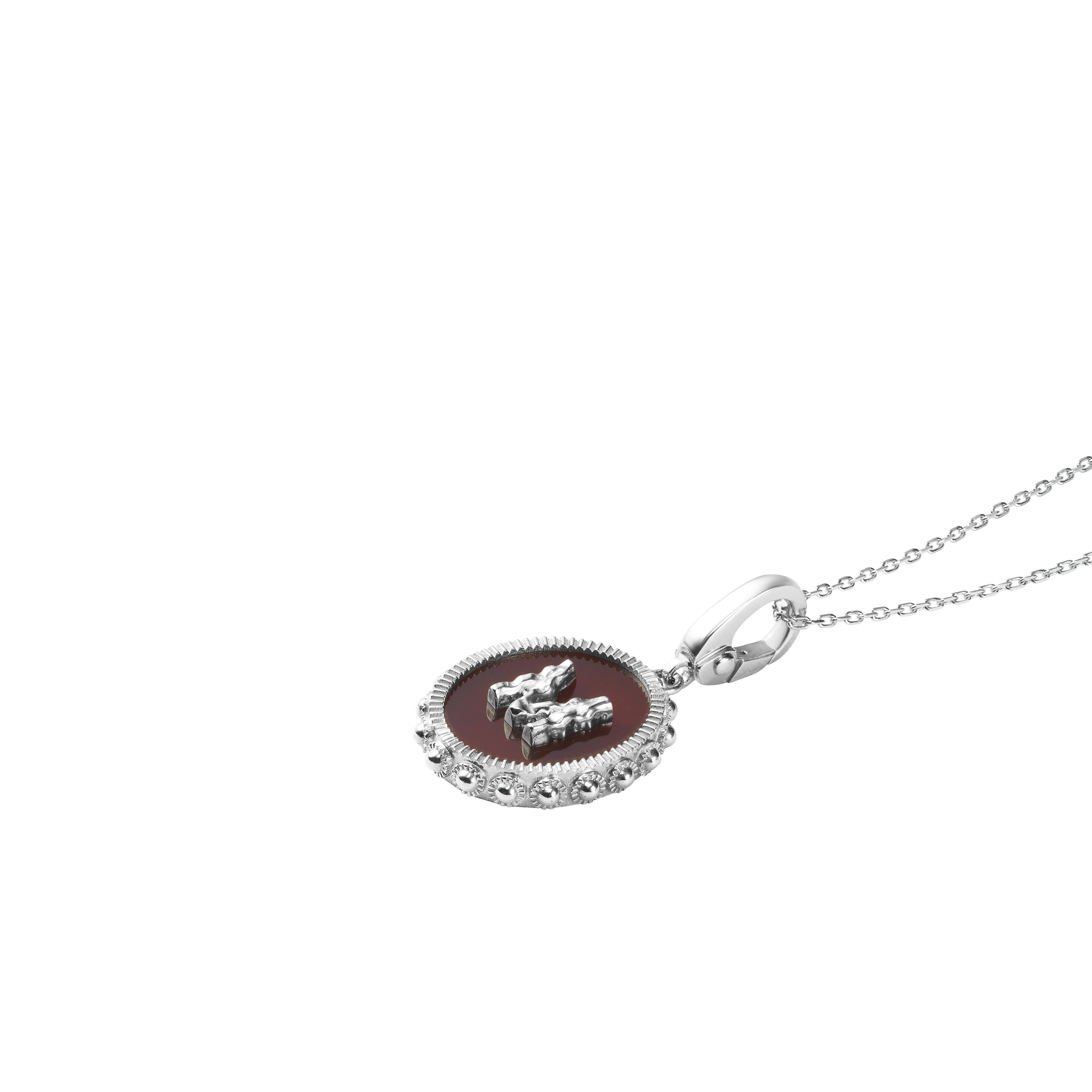 Oval Initial Necklace / Carnelian