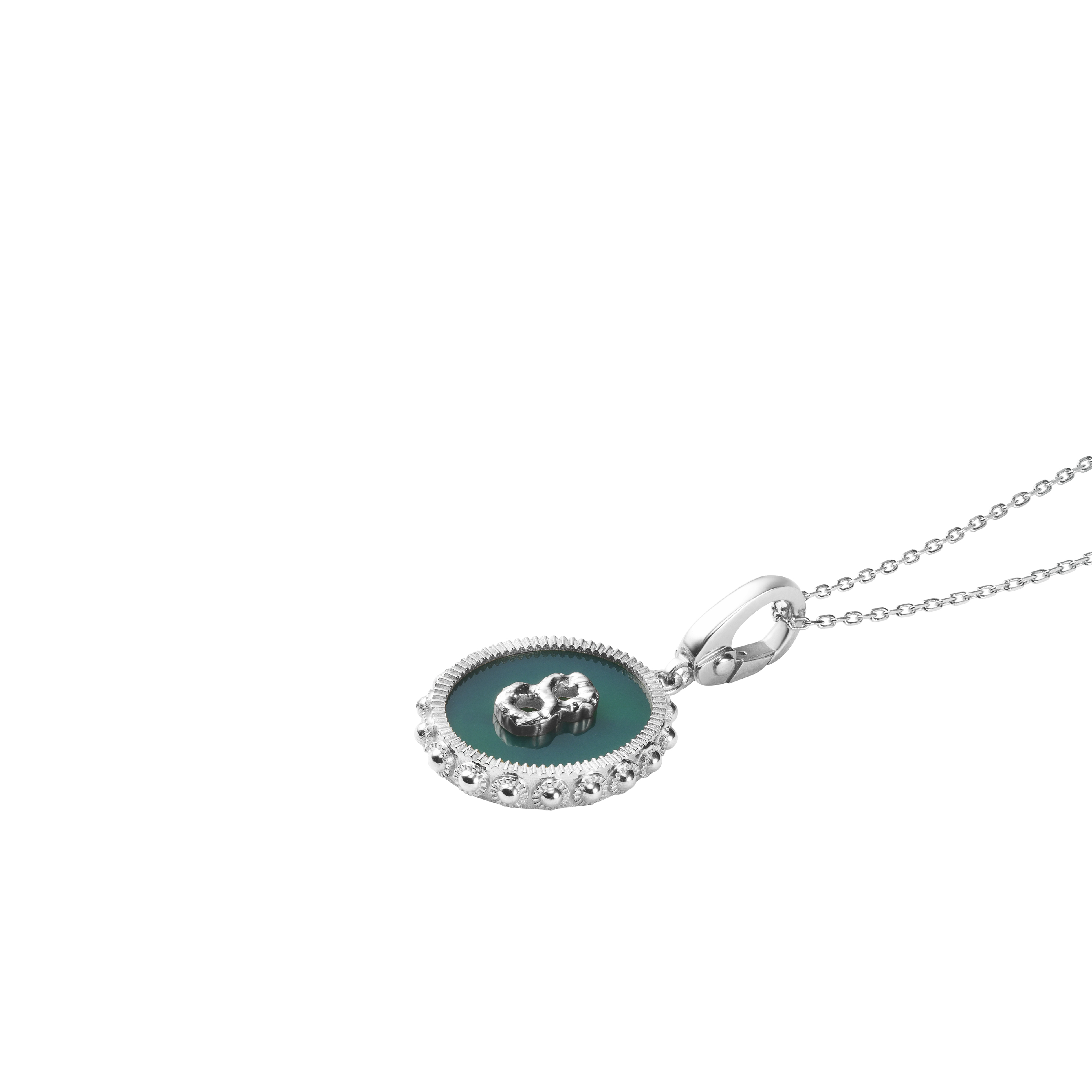 Oval Initial Necklace / Green Onyx