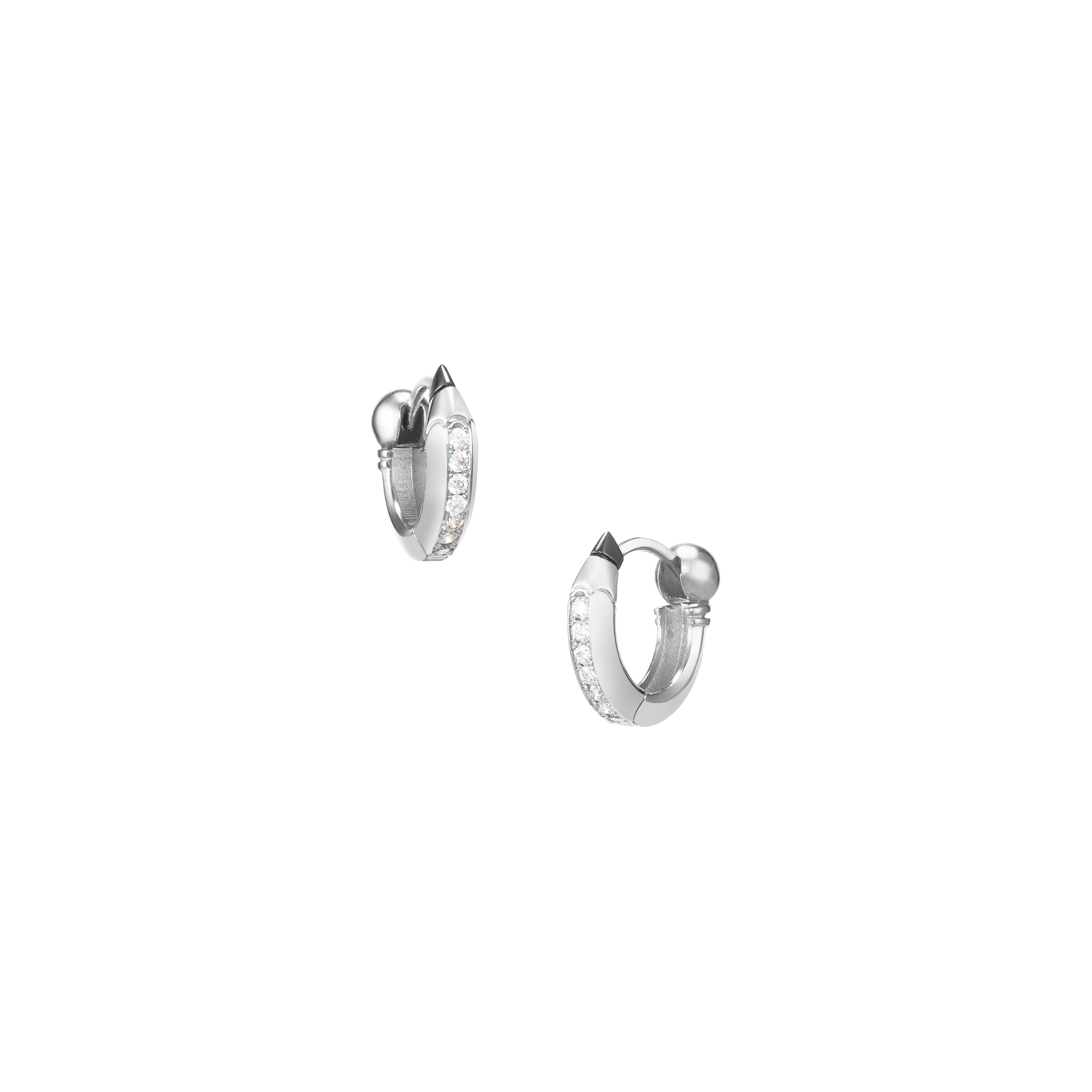 Pencil Hoop Earrings / Diamond