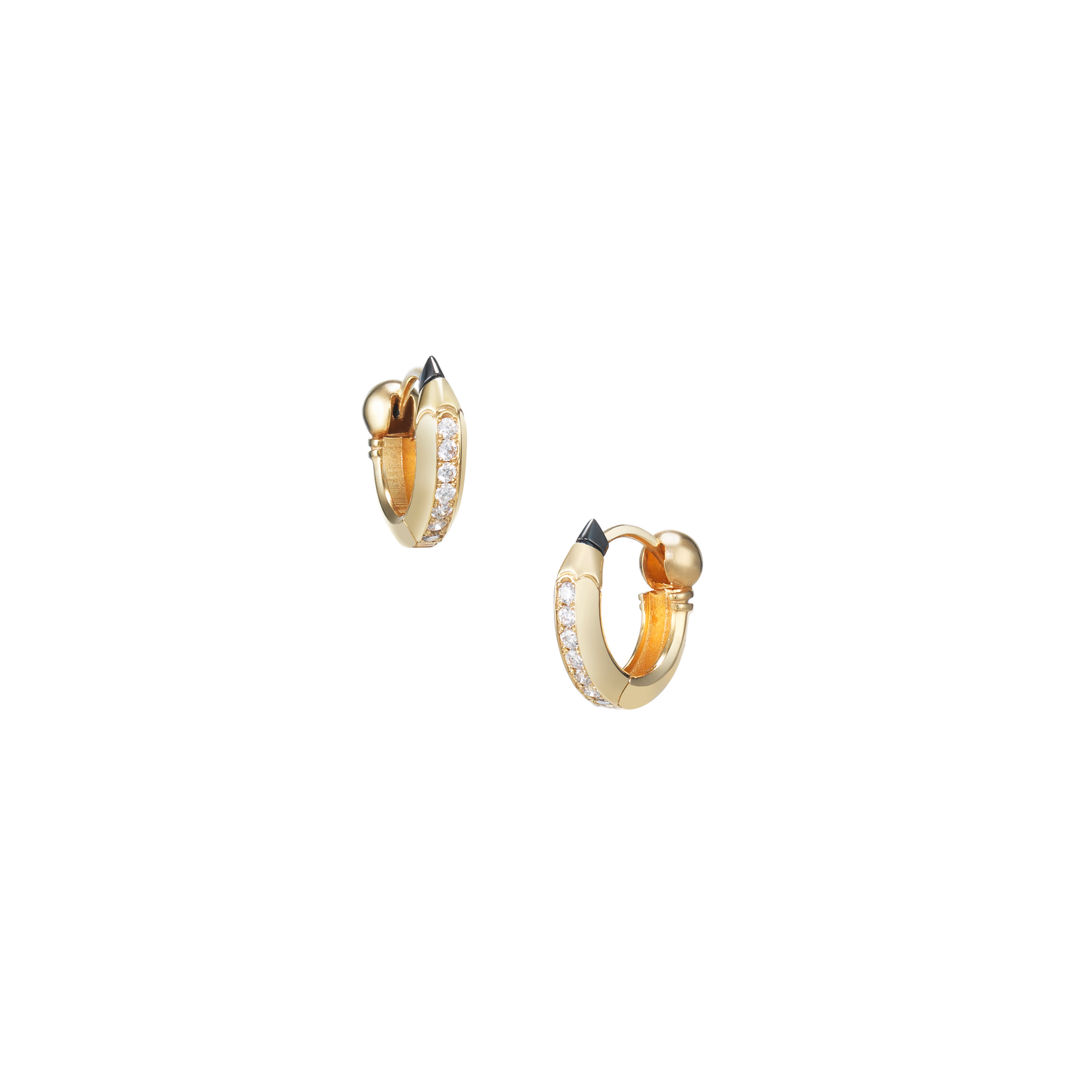 Pencil Hoop Earrings / Diamond