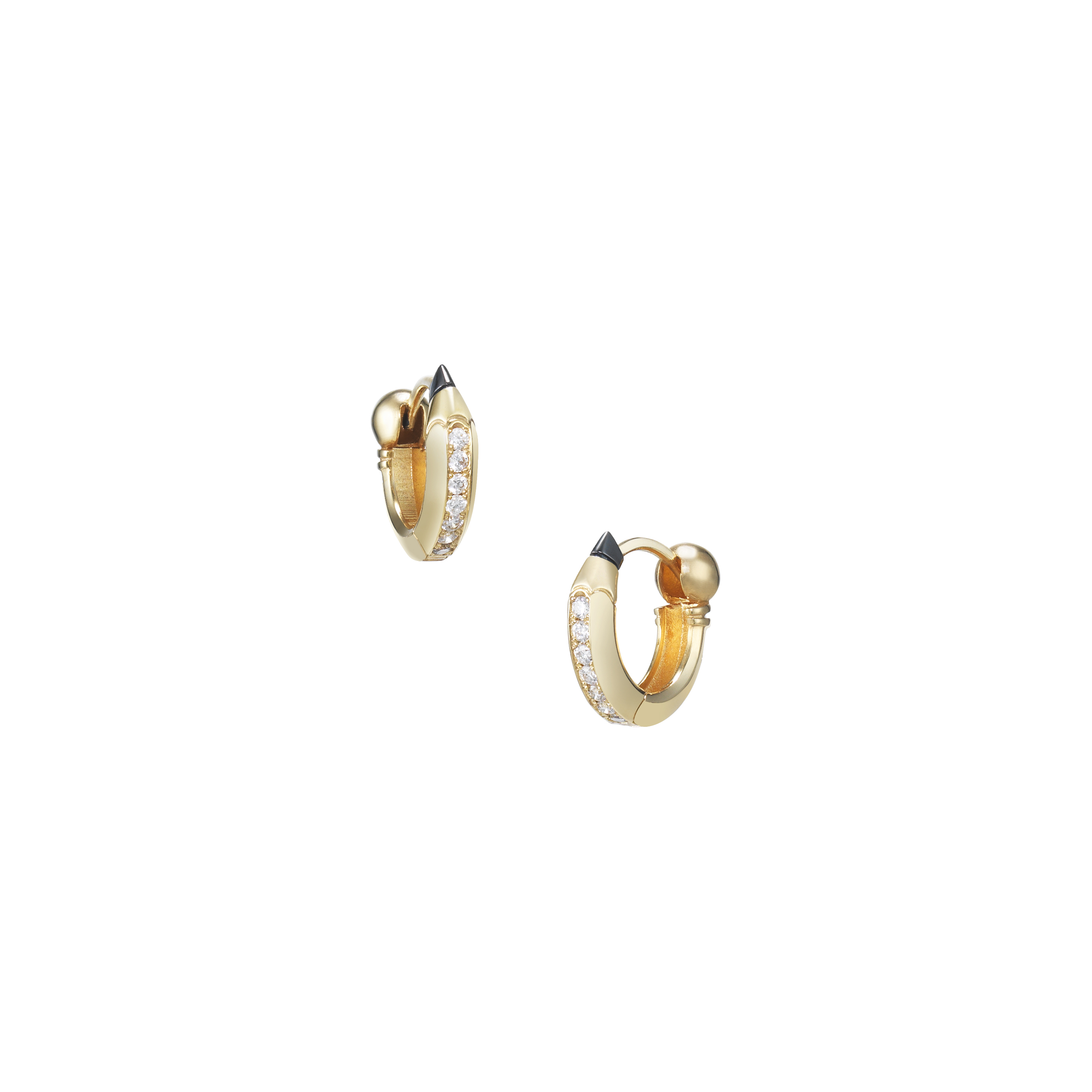 Pencil Hoop Earrings / Diamond