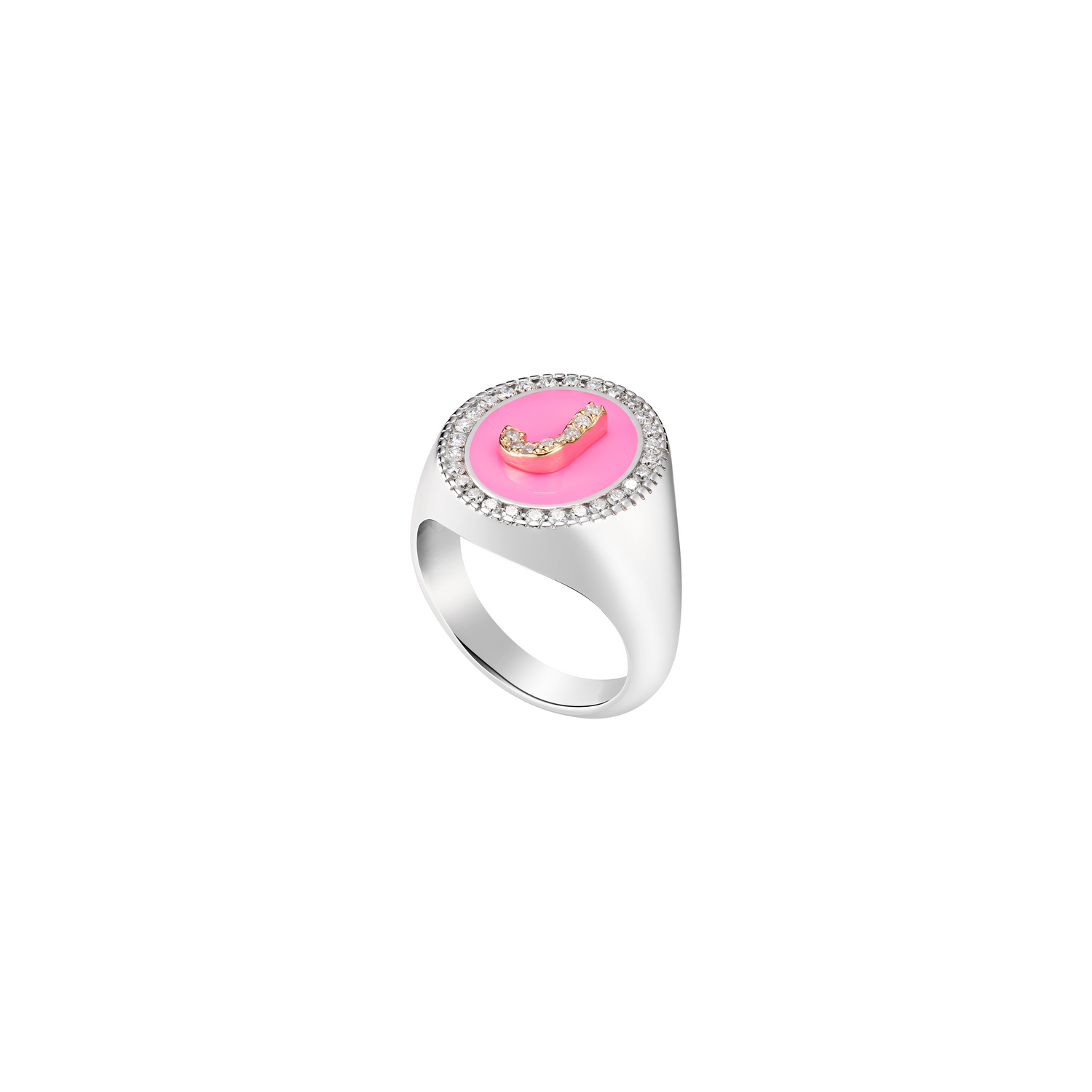 Silver Initial Setting Ring / LAB, Epoxy