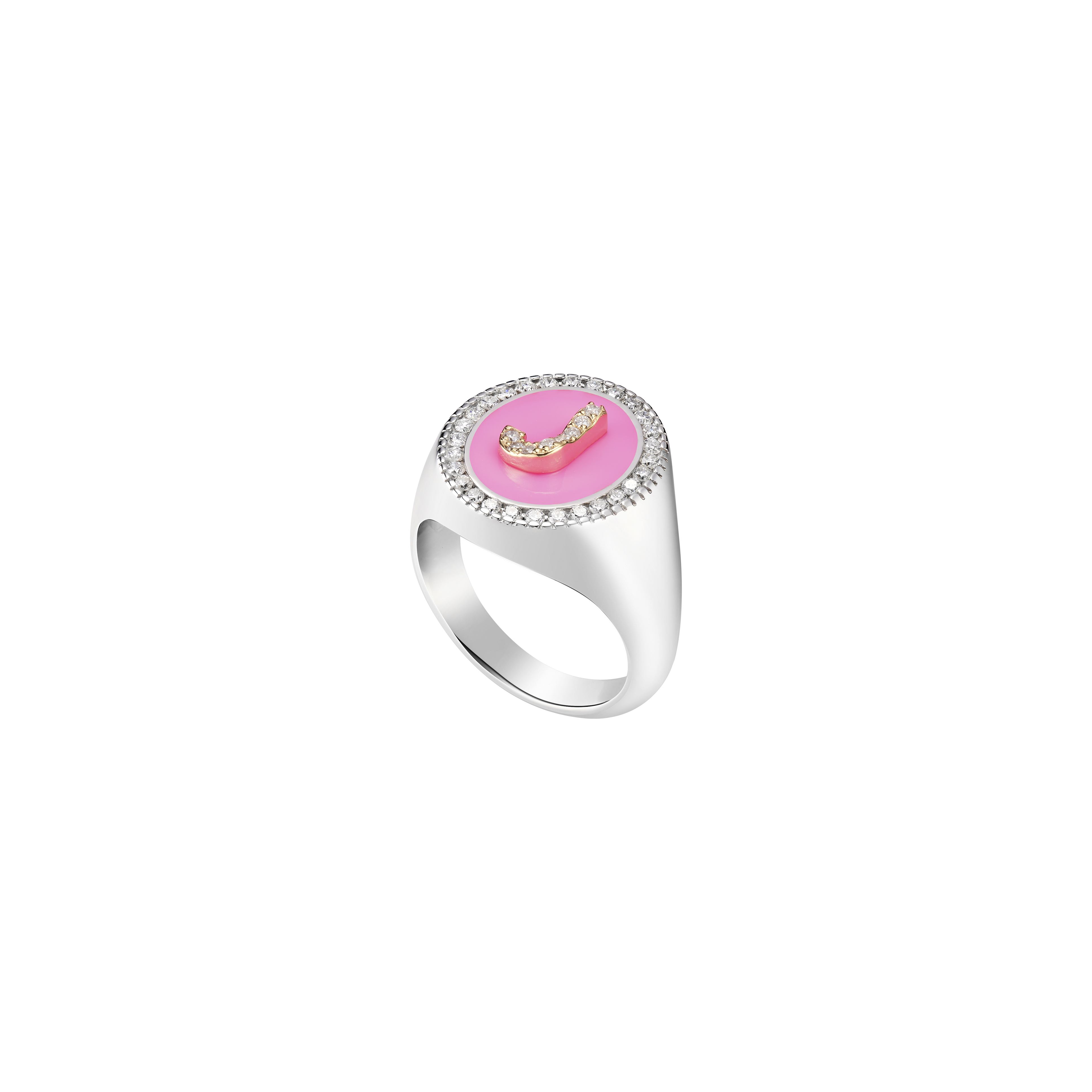 Silver Initial Setting Ring / LAB, Epoxy