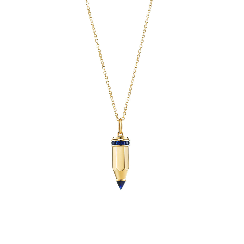 Pencil Column Blue Sapphire Necklace