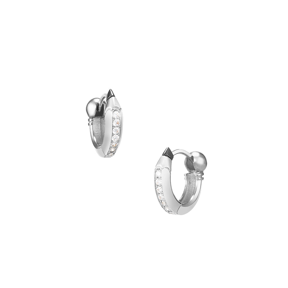 Diamond Pencil Hoop  Earrings